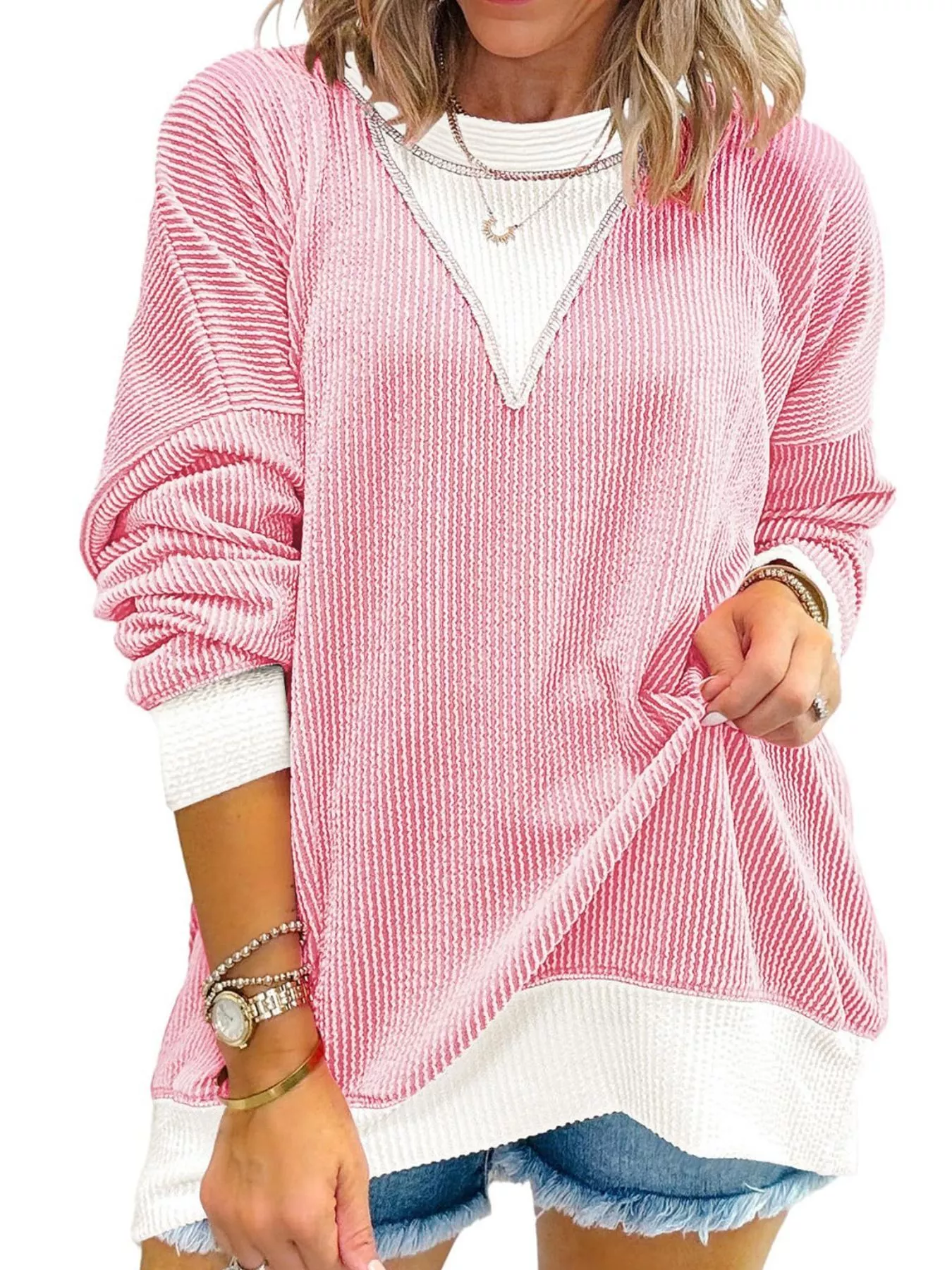 Contrast Dropped Shoulder Sweatshirt - Image 4