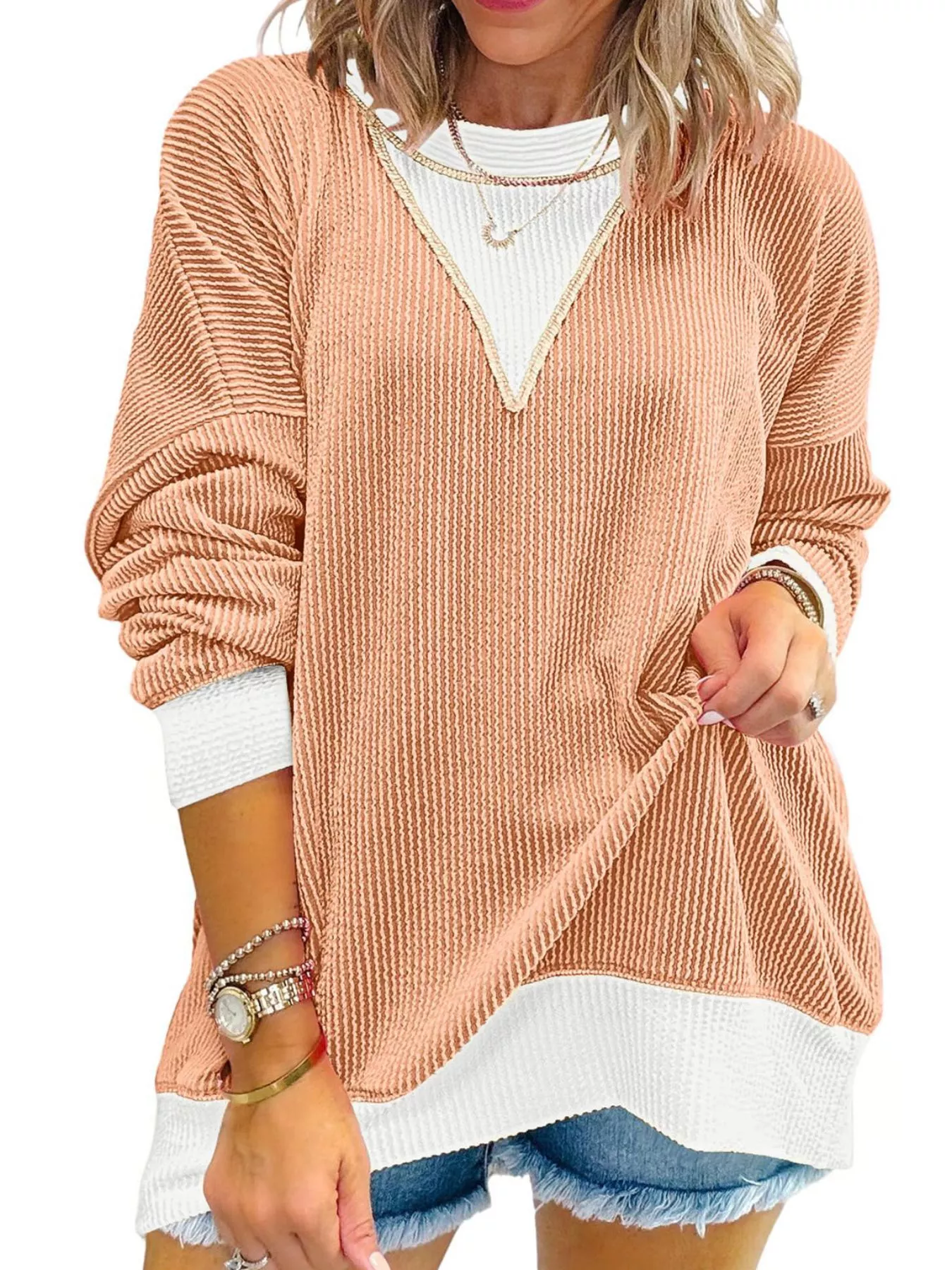 Contrast Dropped Shoulder Sweatshirt - Image 8