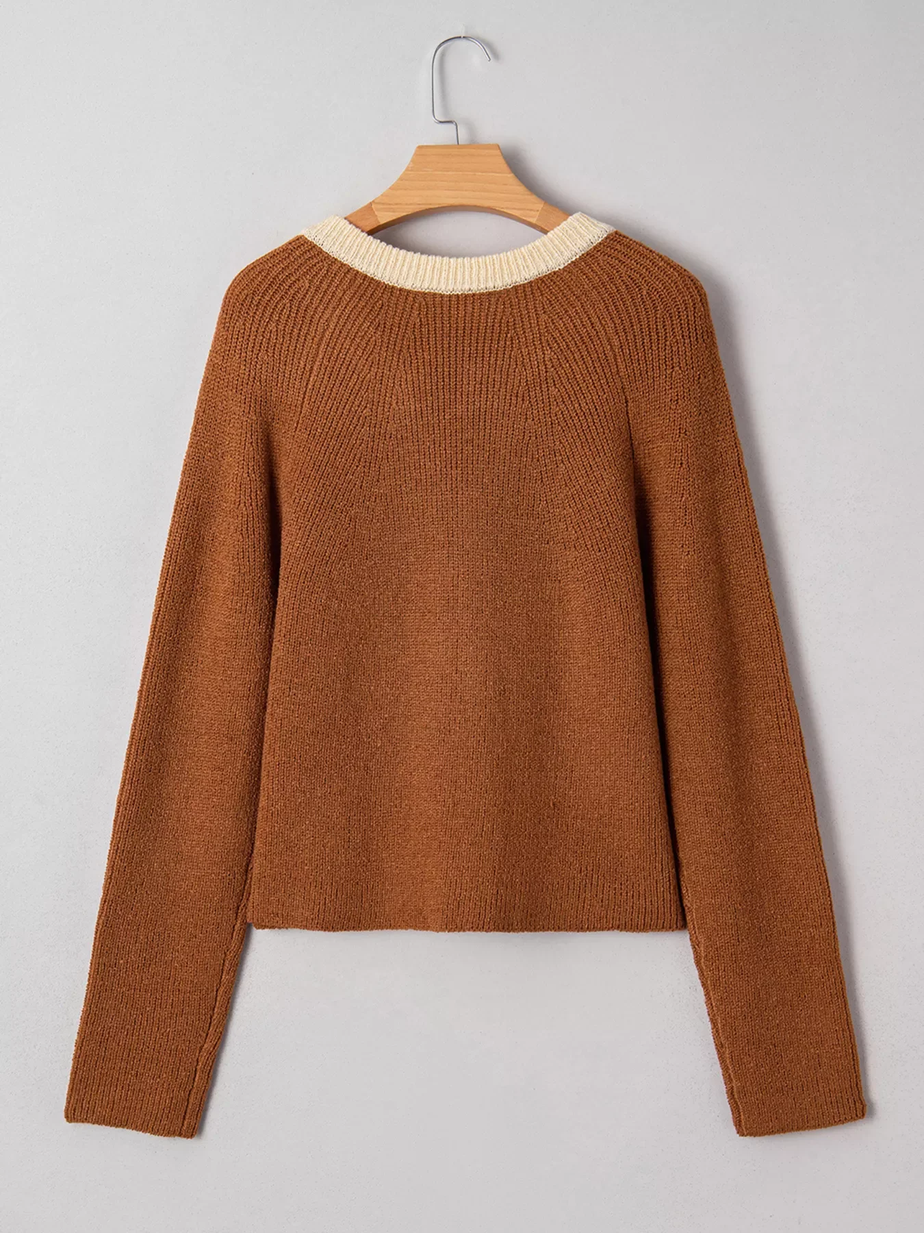 Contrast Knit V Neckline Cardigan - Image 3