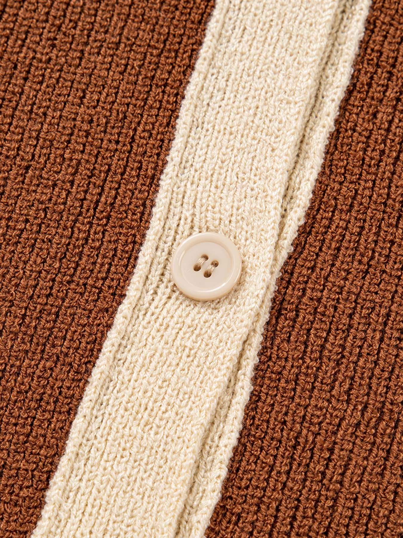 Contrast Knit V Neckline Cardigan - Image 9