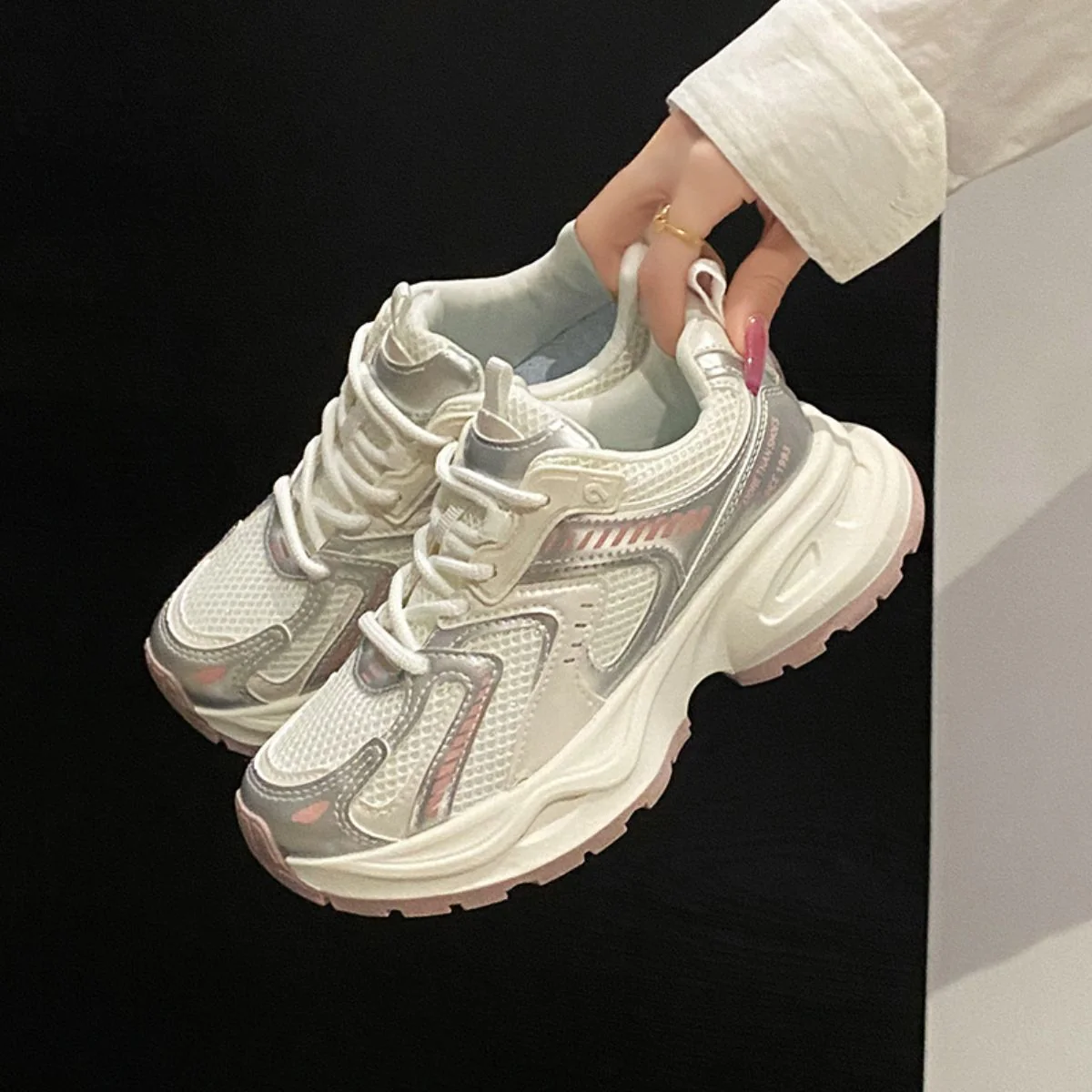 Contrast Mesh Platform Athletic Sneakers - Image 6