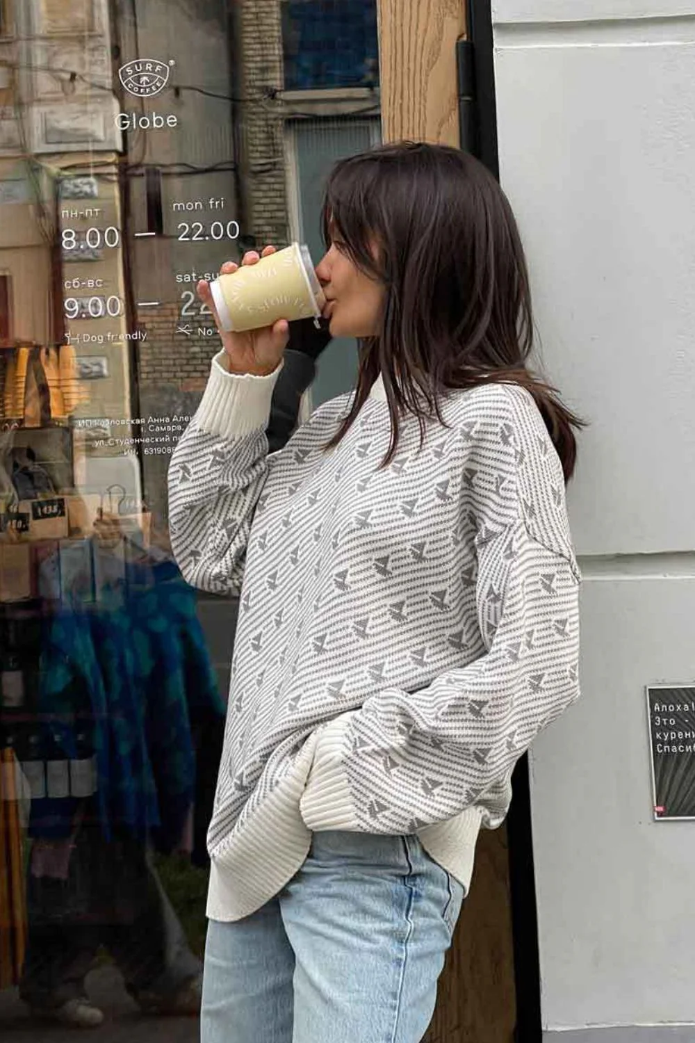 Contrast Round Neck Long Sleeve Sweater - Image 15