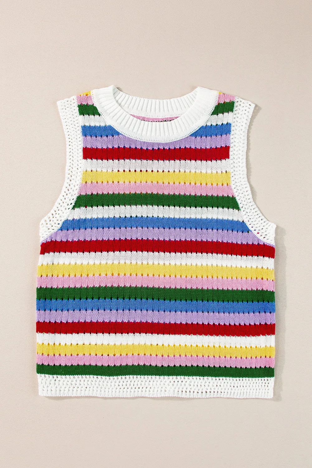Contrast Round Neck Sweater Vest - Image 5