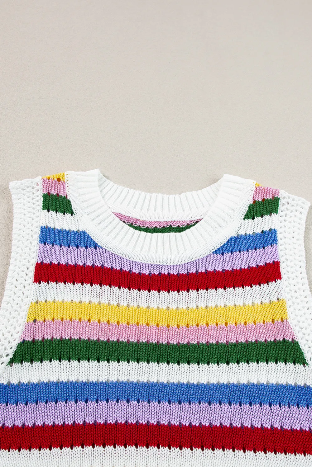 Contrast Round Neck Sweater Vest - Image 7