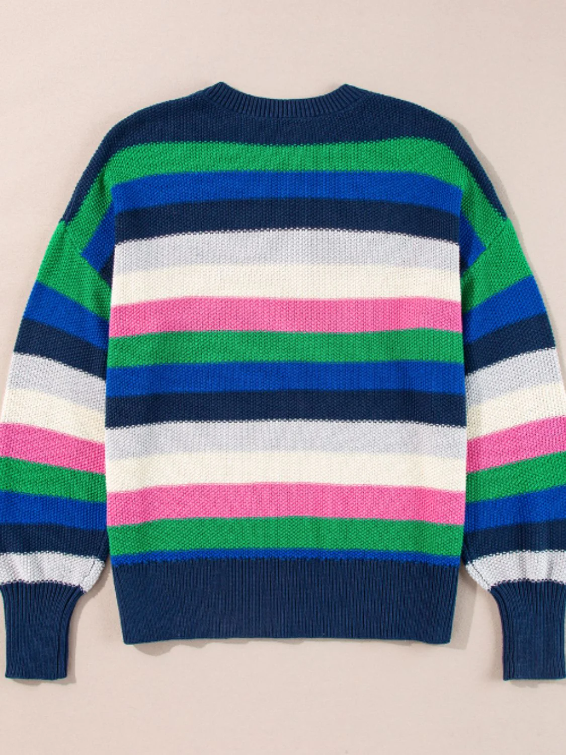 Contrast Striped Round Neck Long Sleeve Sweater - Image 8