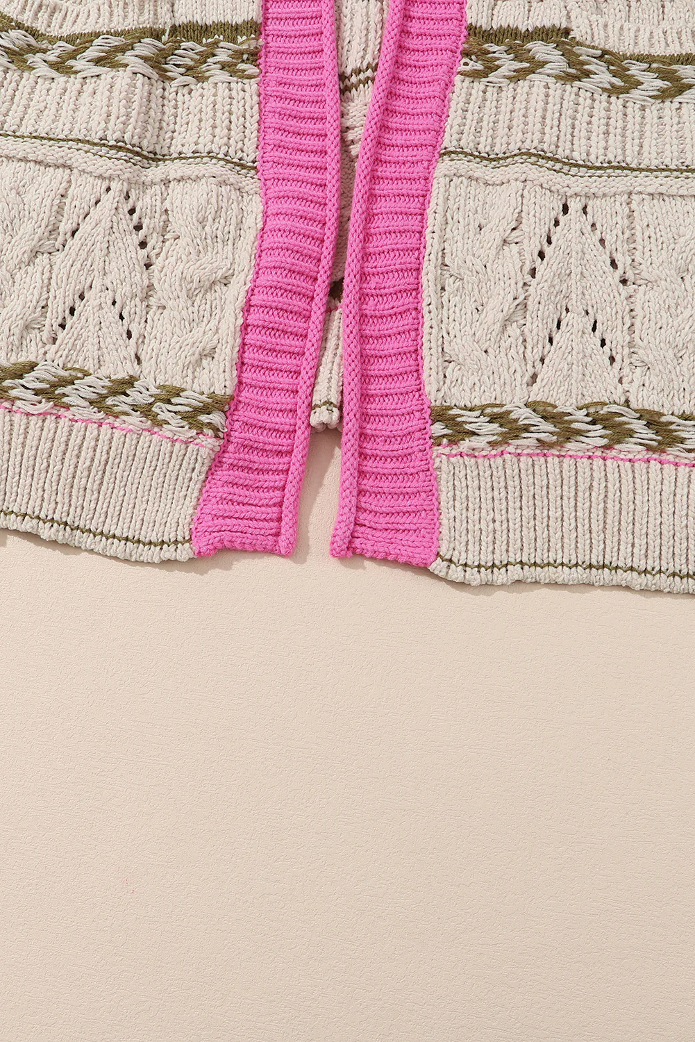 Contrast Tied Open Front Cardigan - Image 10