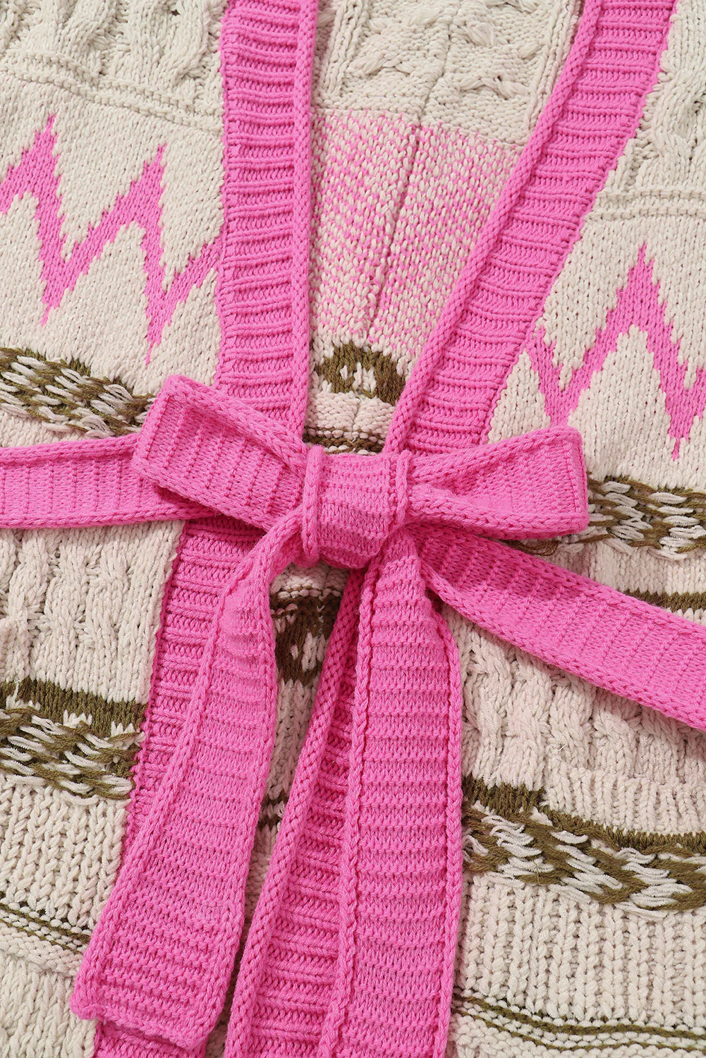 Contrast Tied Open Front Cardigan - Image 11