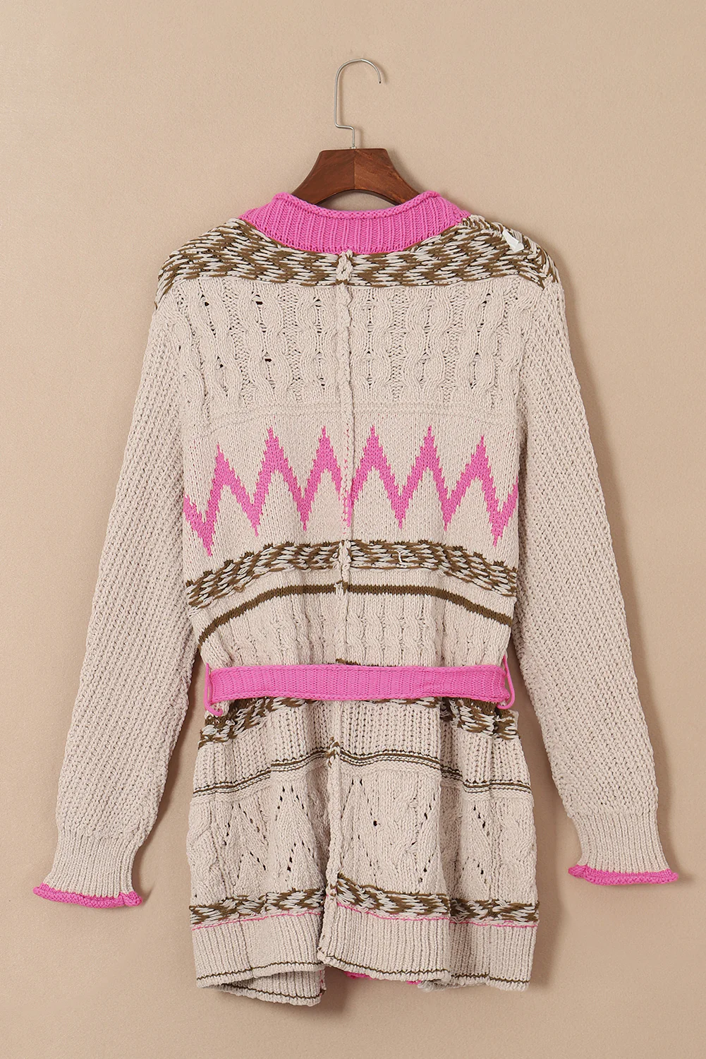 Contrast Tied Open Front Cardigan - Image 7
