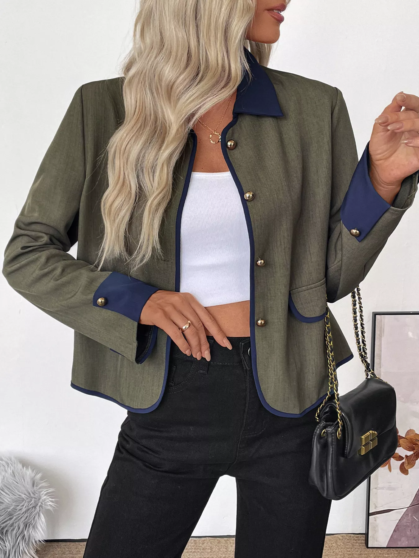 Contrast Trim Button-Up Jacket - Image 3