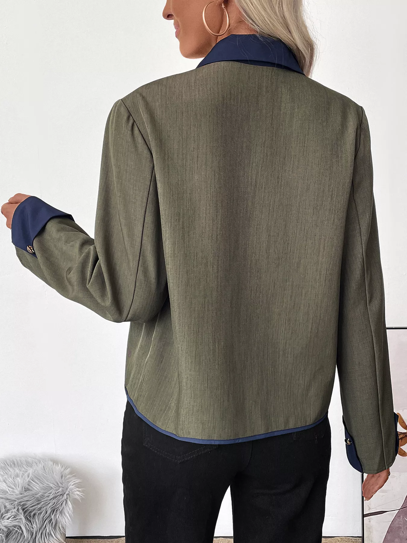 Contrast Trim Button-Up Jacket - Image 6