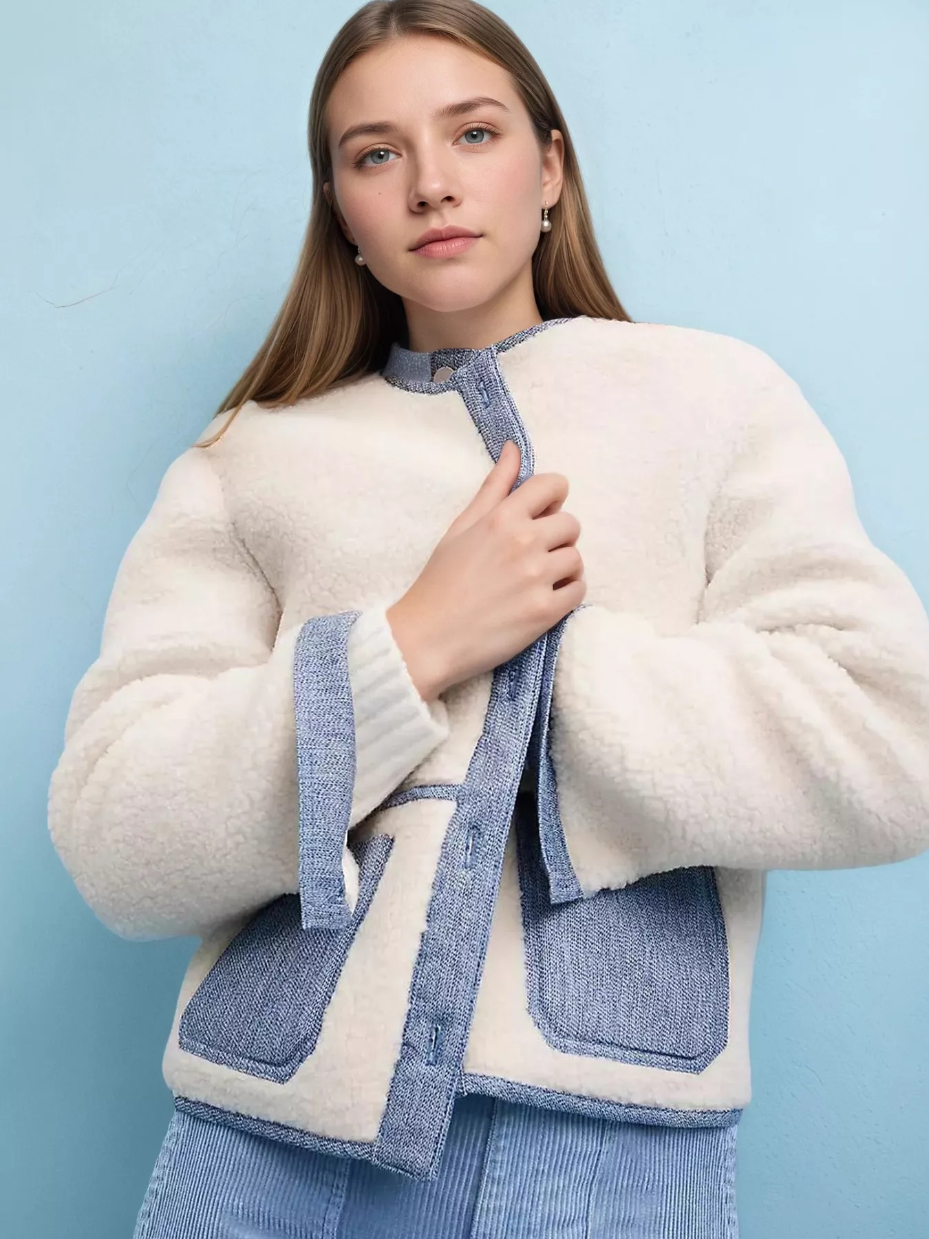 Contrast Trim Teddy Jacket - Image 4