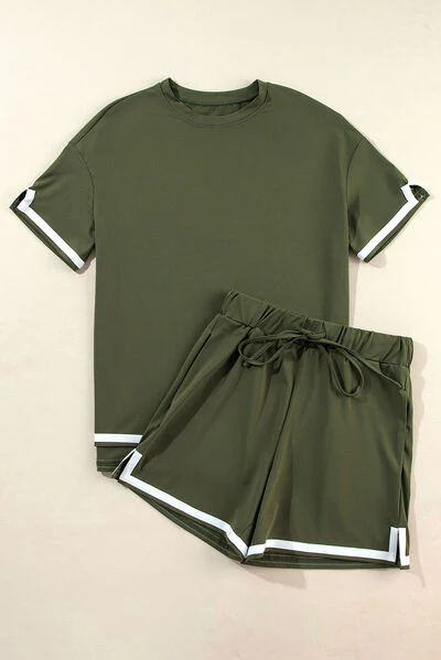 Contrast Trim Tee and Shorts Set - Image 10