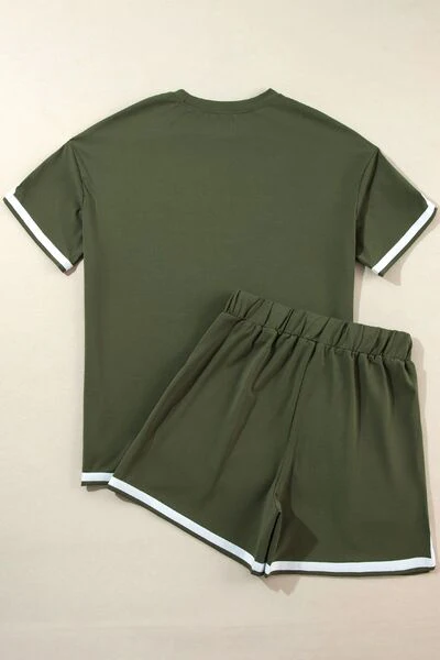 Contrast Trim Tee and Shorts Set - Image 11