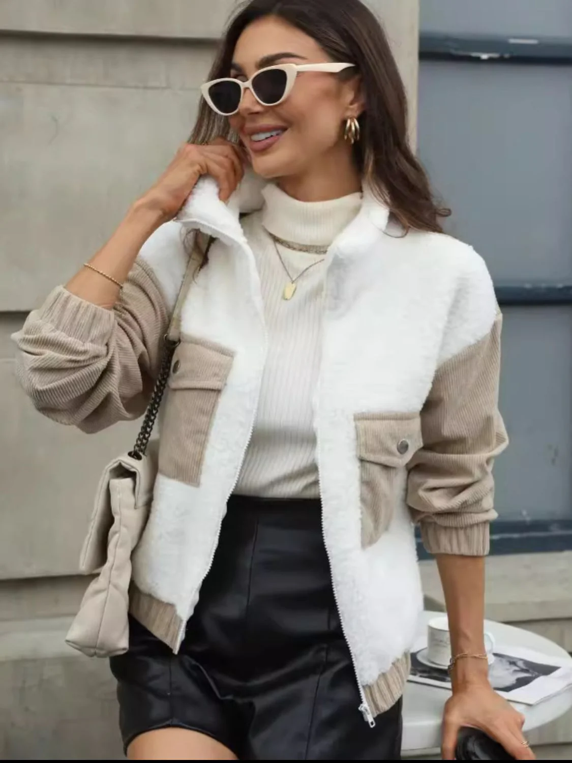 Contrast Zip Up Long Sleeve Jacket - Image 3