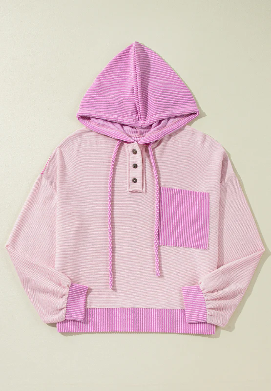 Corded Color Block Drawstring Hoodie - Image 6