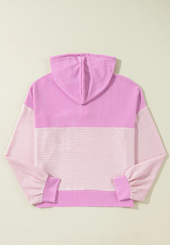 Corded Color Block Drawstring Hoodie - Image 7