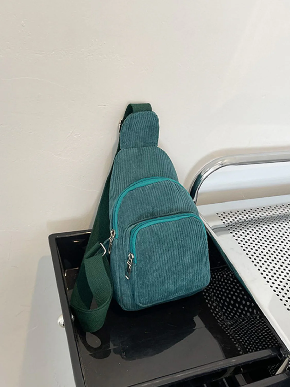 Corduroy Solid Color Crossbody Bag - Image 17