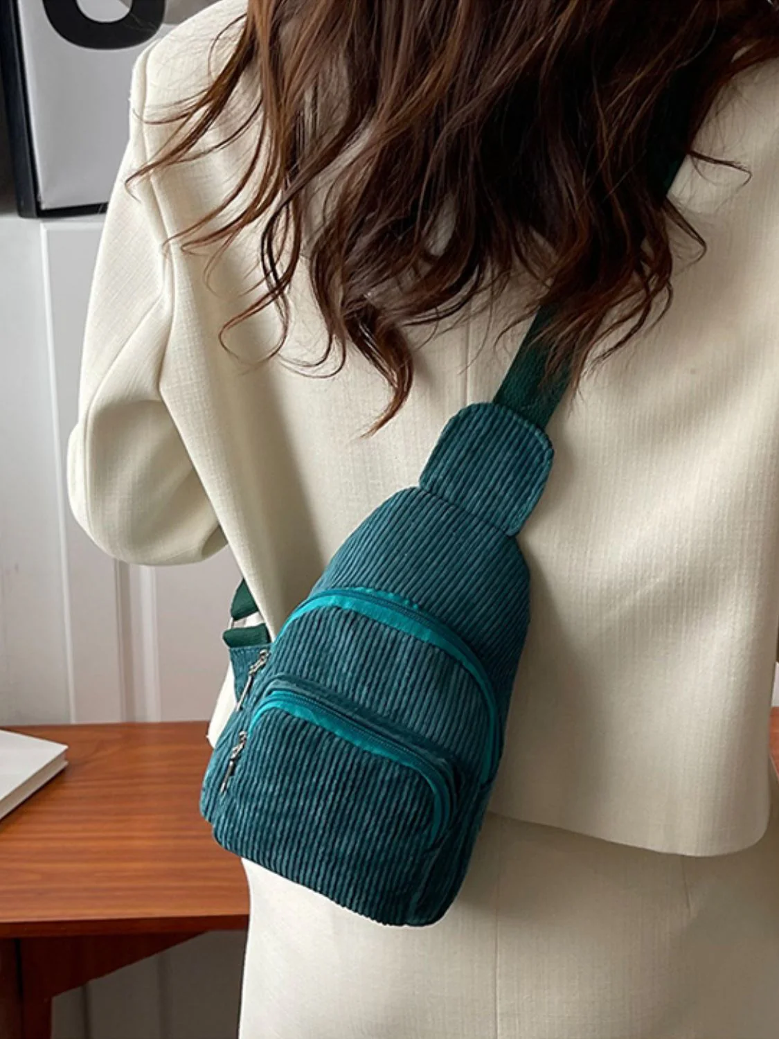 Corduroy Solid Color Crossbody Bag - Image 18
