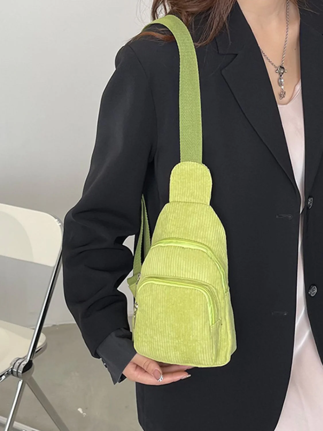 Corduroy Solid Color Crossbody Bag - Image 21