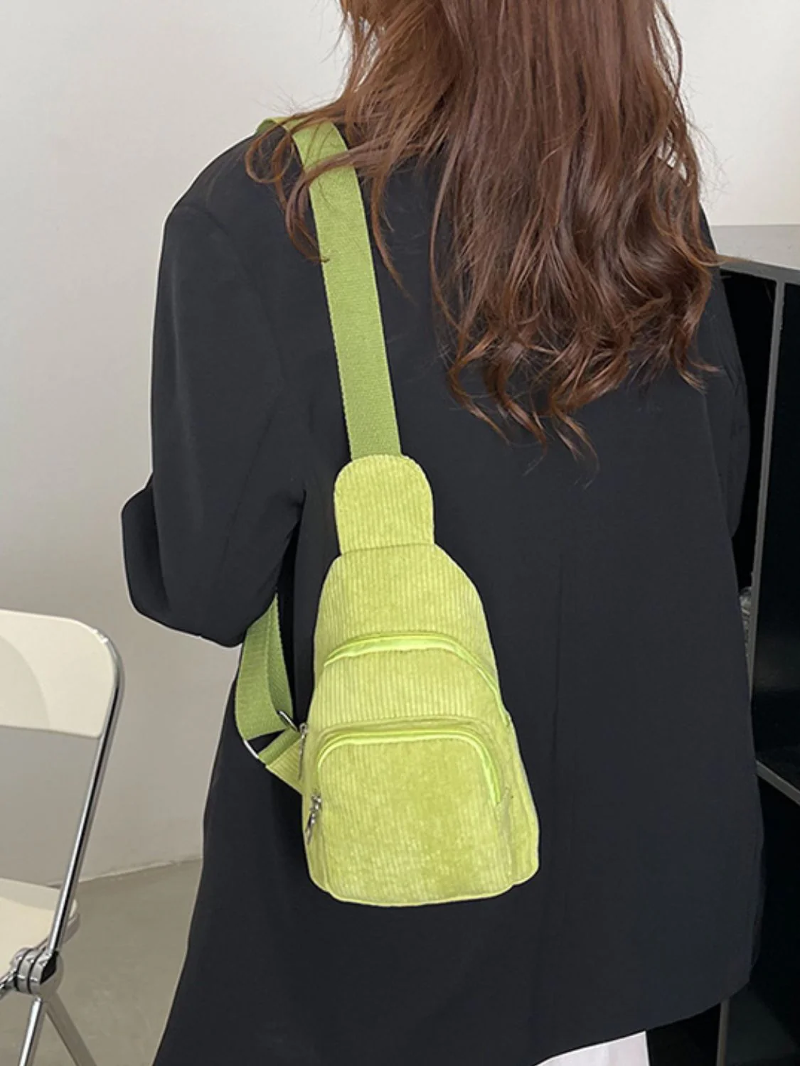Corduroy Solid Color Crossbody Bag - Image 22