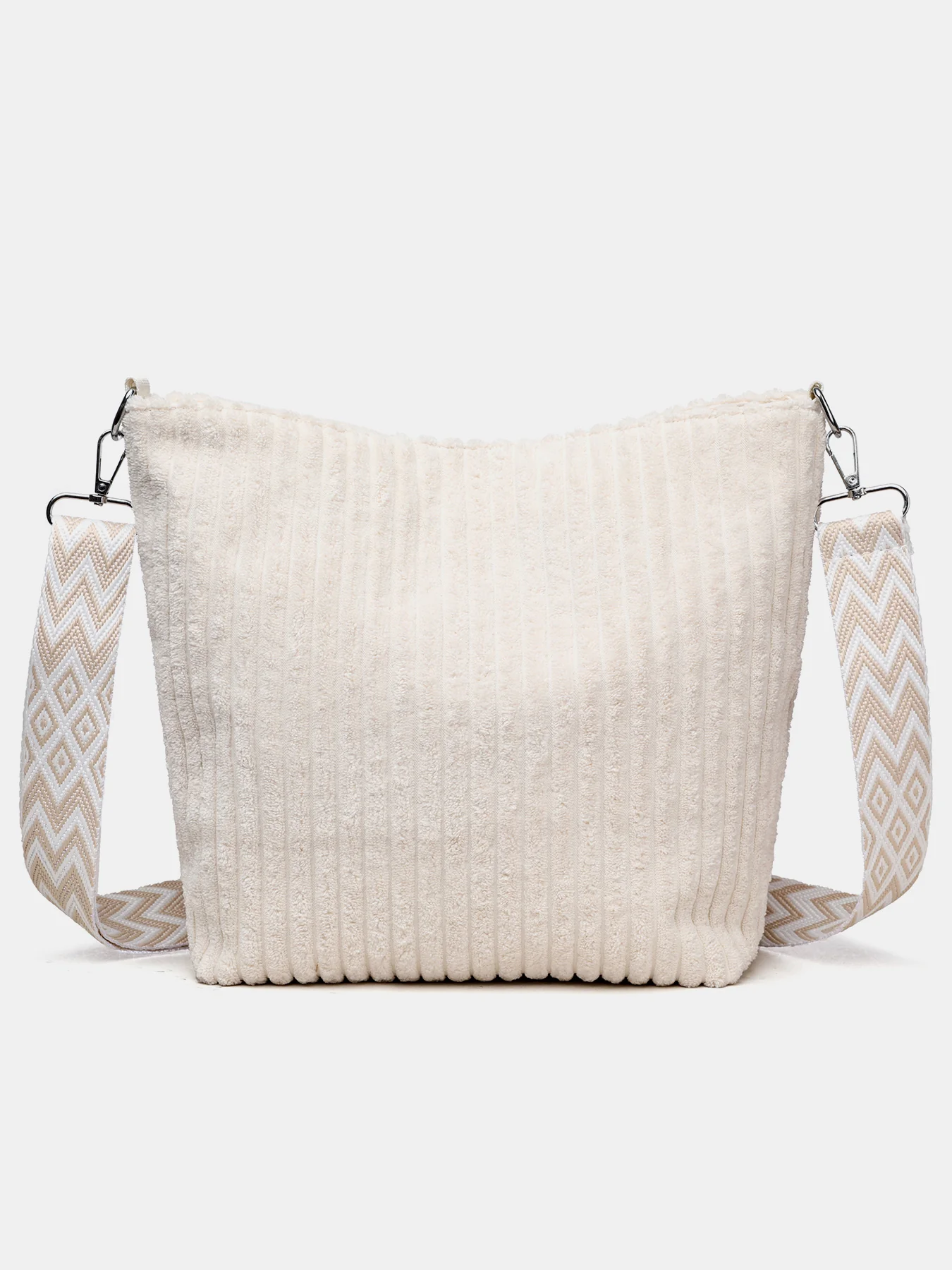 Corduroy Solid Color Crossbody Bag with Removable Strap - Image 17
