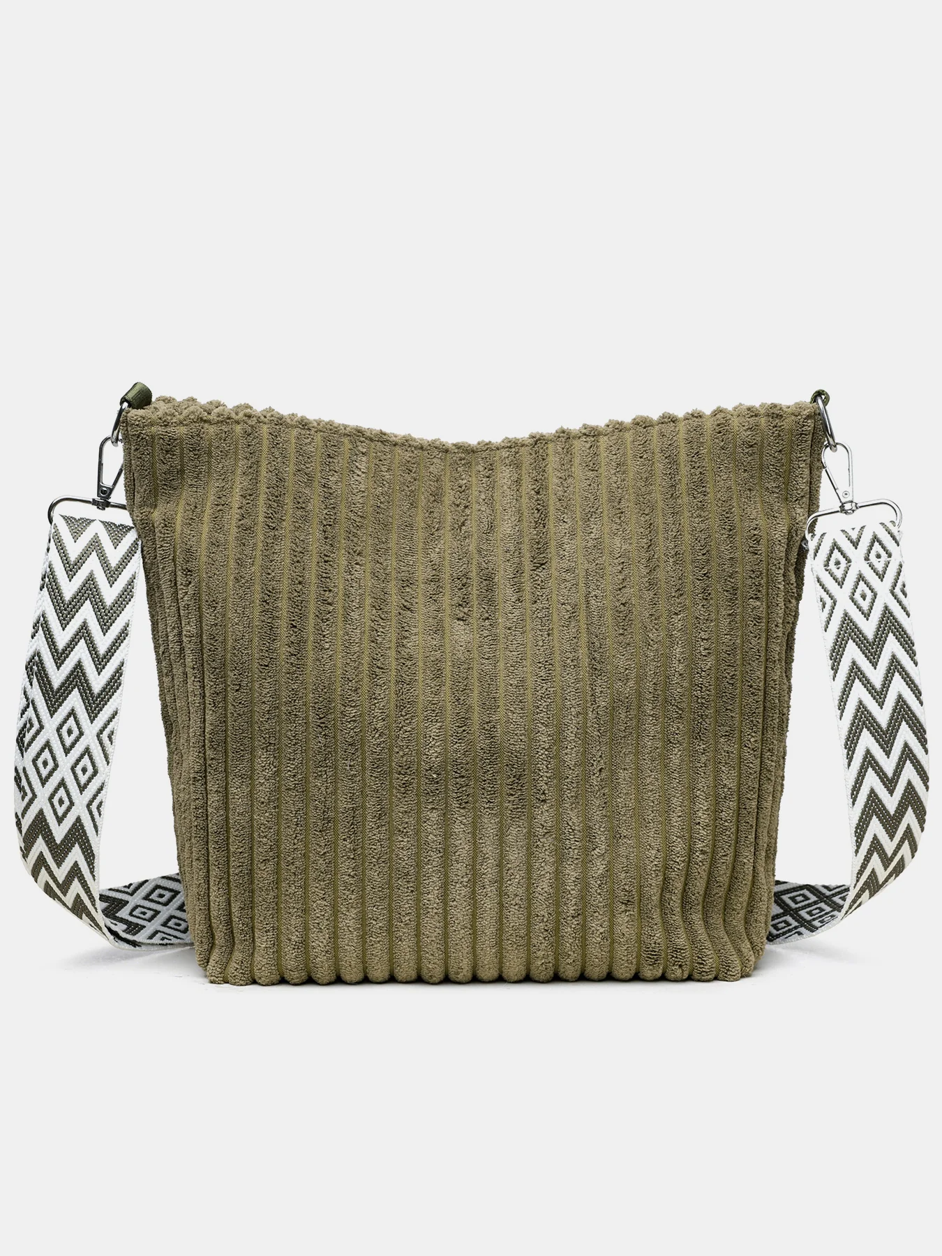 Corduroy Solid Color Crossbody Bag with Removable Strap - Image 23
