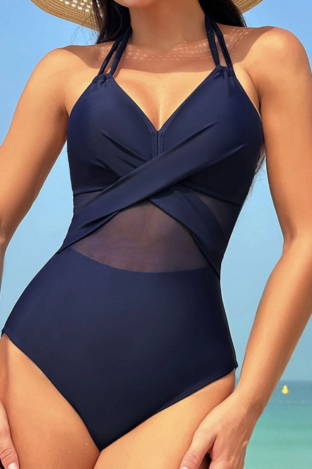 Crisscross Halter Neck One-Piece Swimwear - Image 5