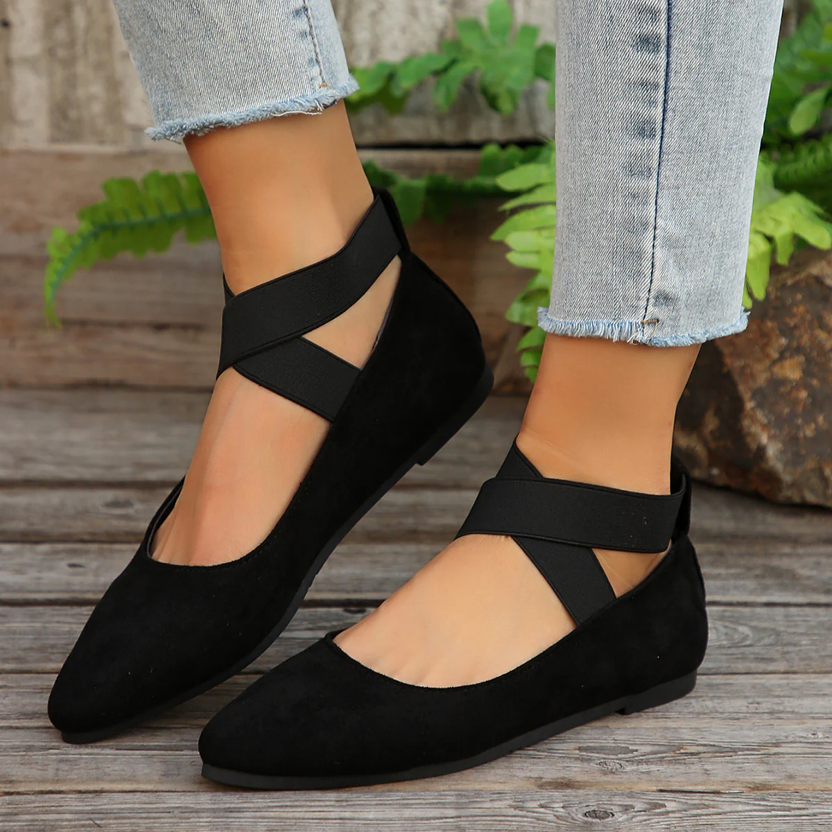 Crisscross Point Toe Flat Slip-Ons - Image 5