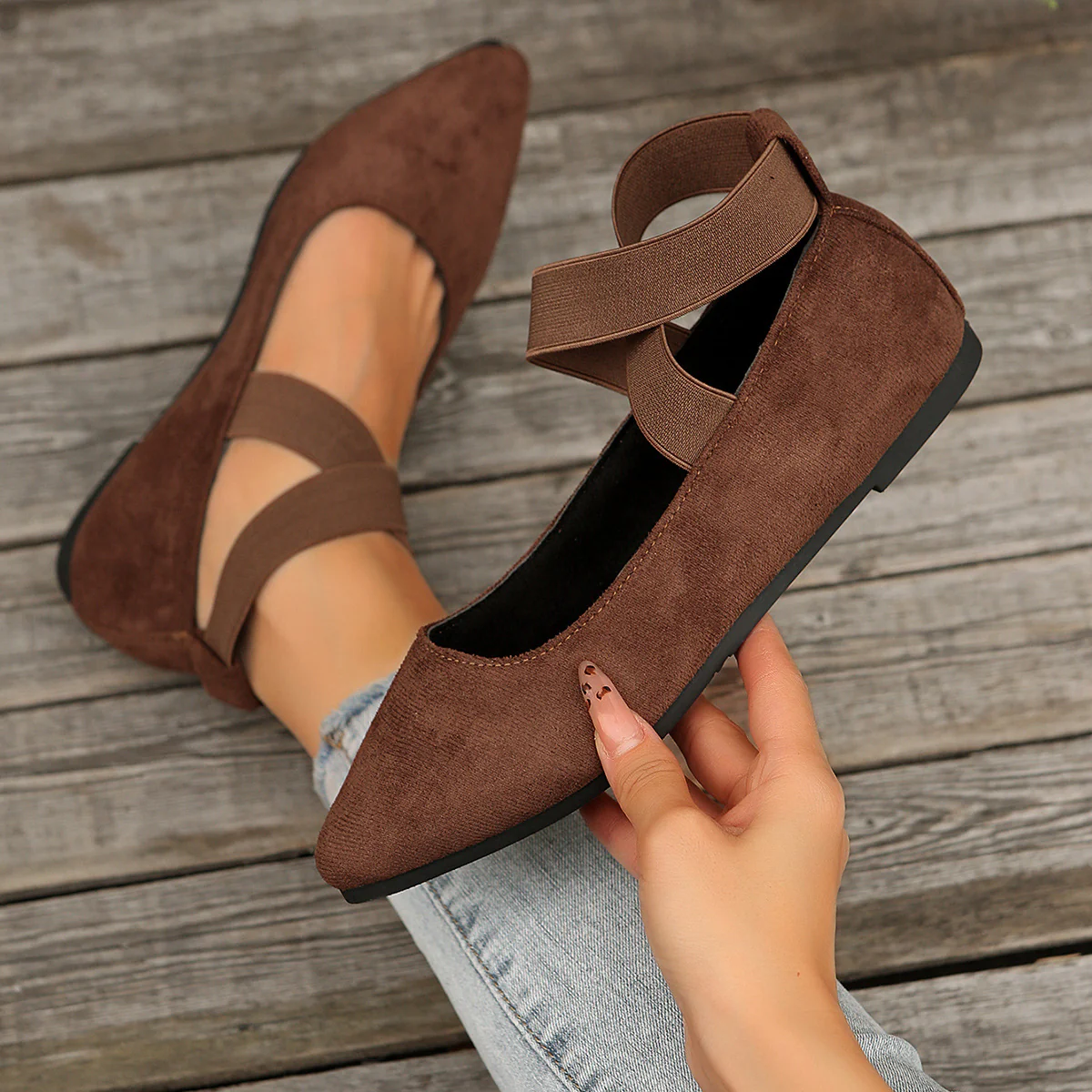Crisscross Point Toe Flat Slip-Ons - Image 6