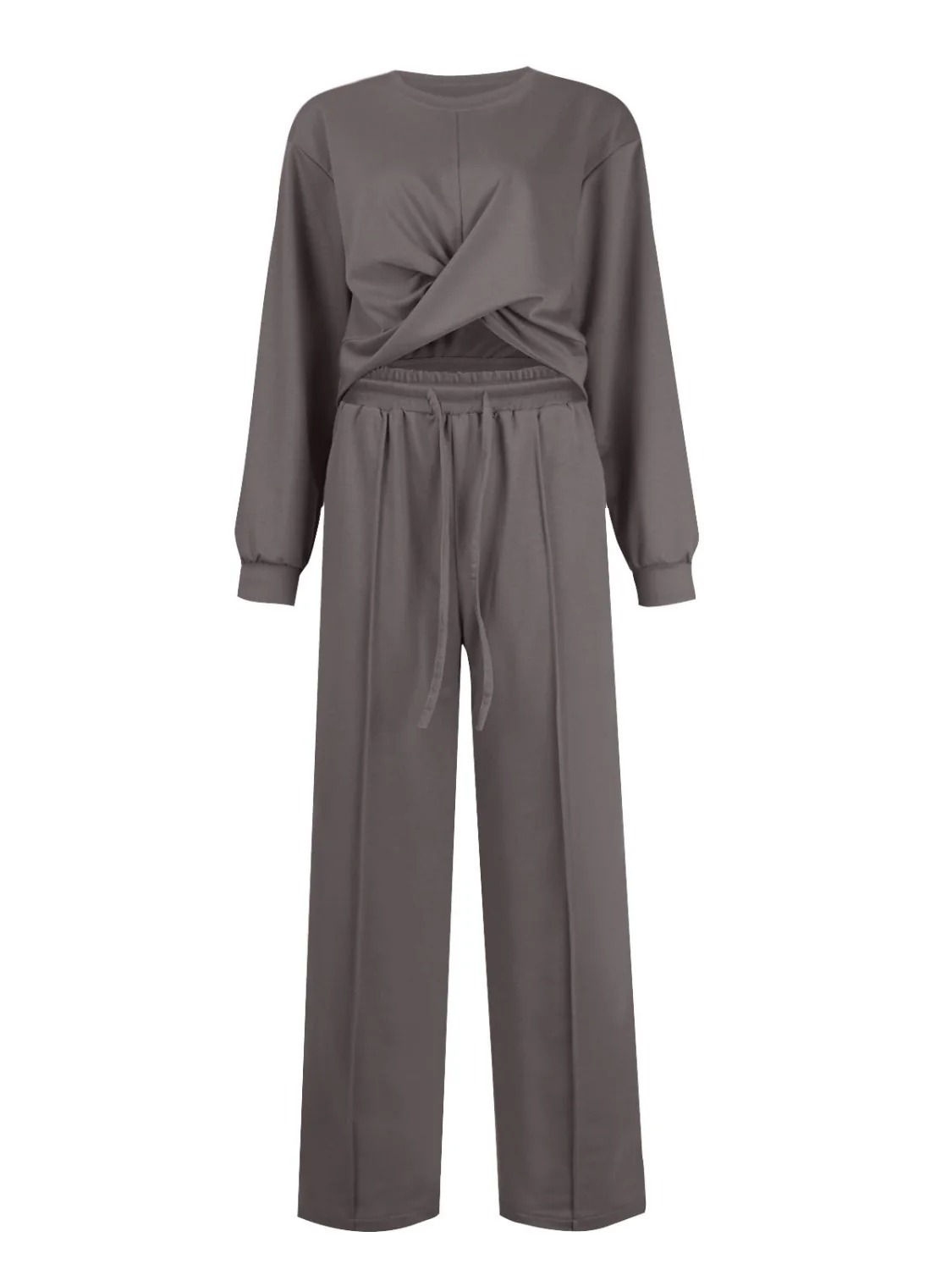 Crisscross Round Neck Top and Drawstring Pants Set - Image 15