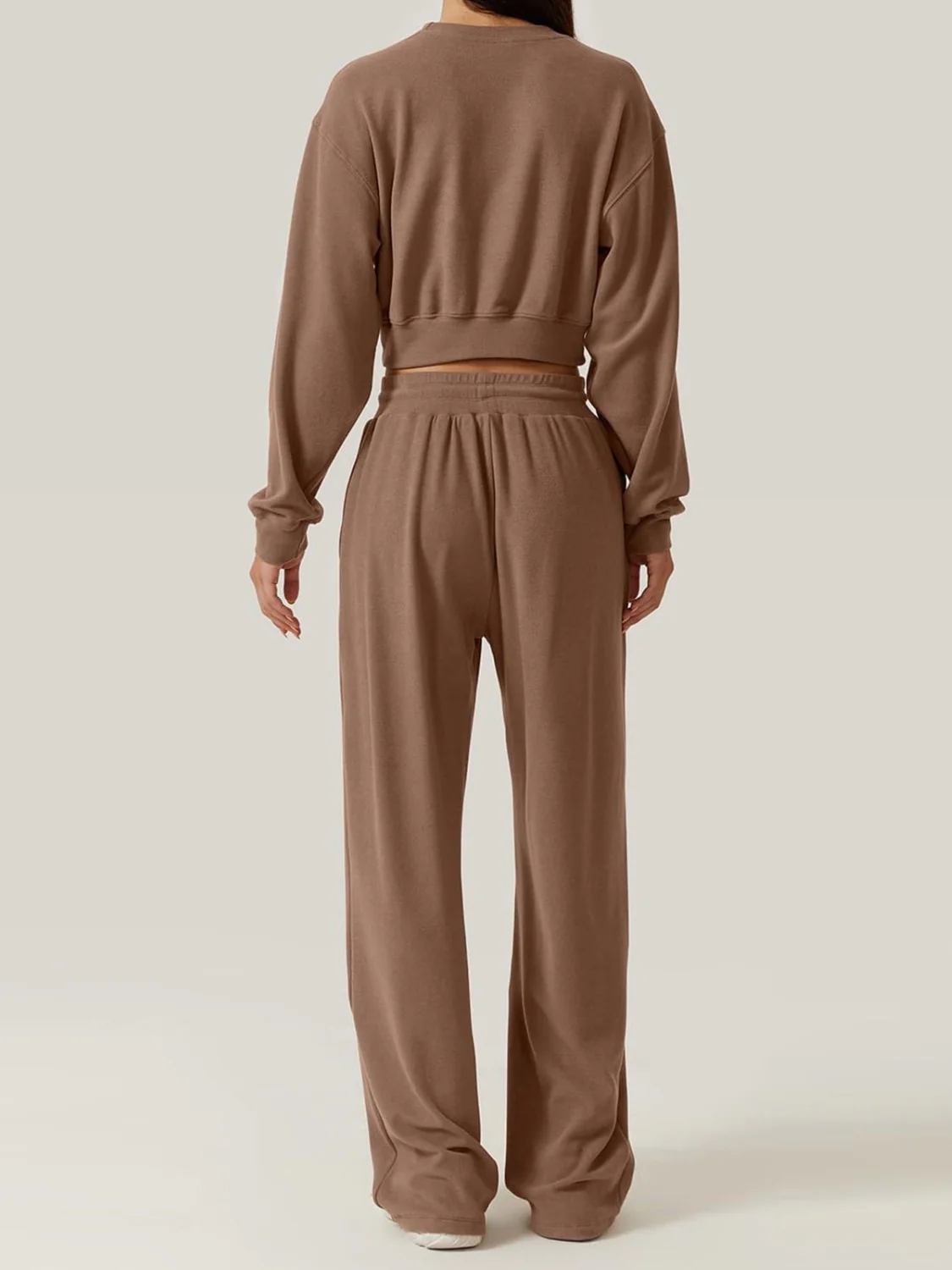 Crisscross Round Neck Top and Drawstring Pants Set - Image 2