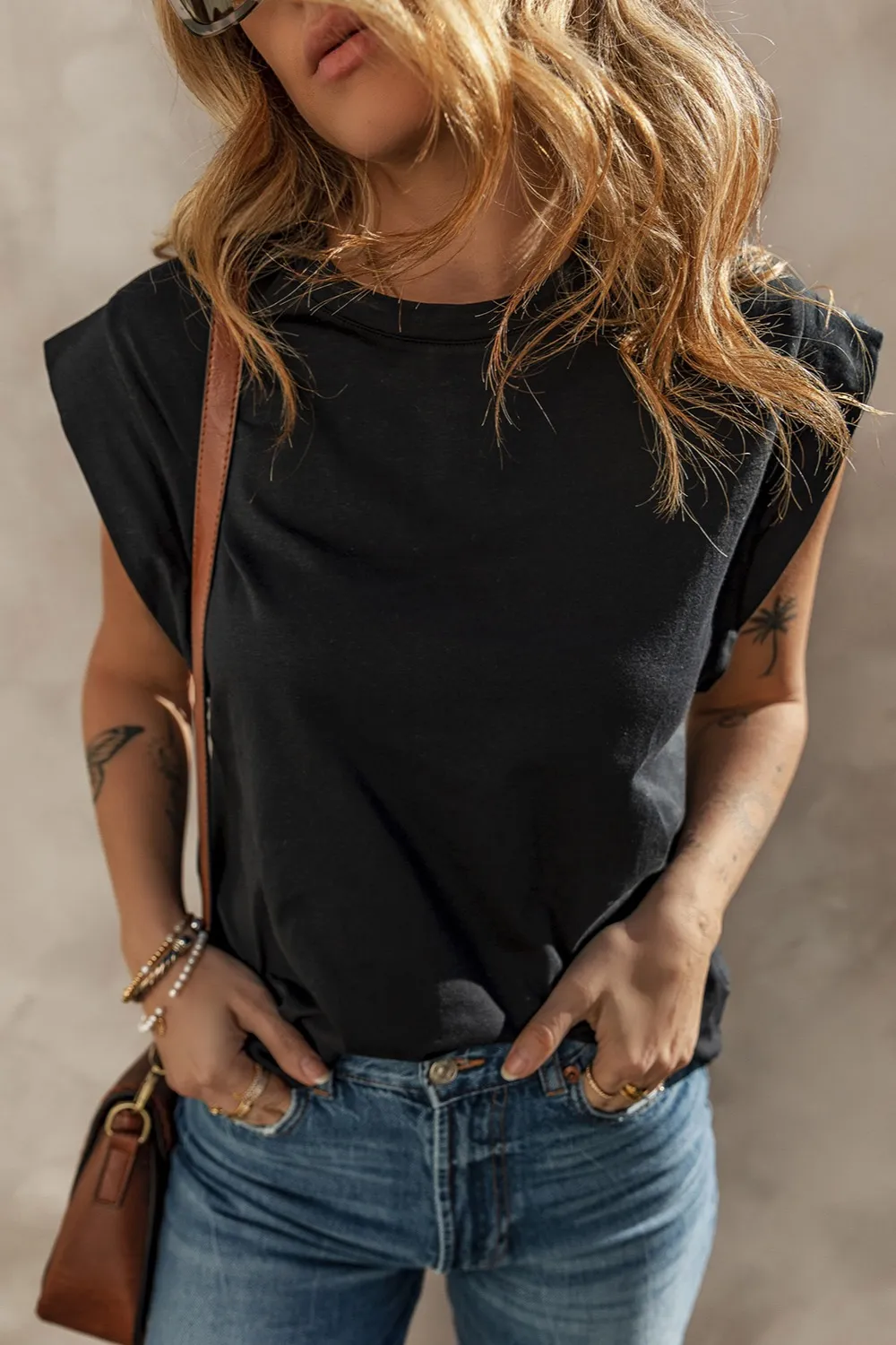 Cuffed Armhole Loose Top - Image 3