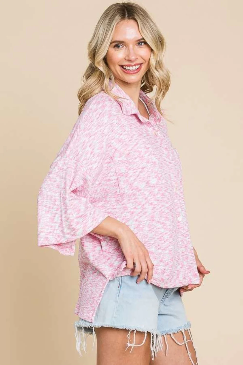 Culture Code Button Up Drop Shoulder Slit Shirt - Image 4