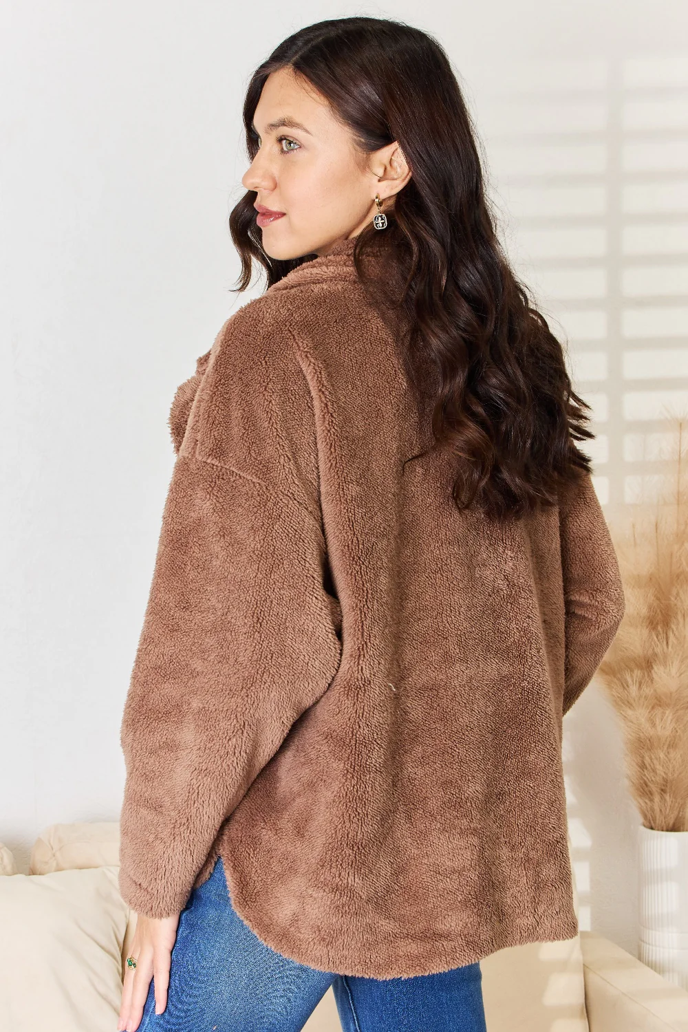 Culture Code Double Breasted Fuzzy Coat - Image 2