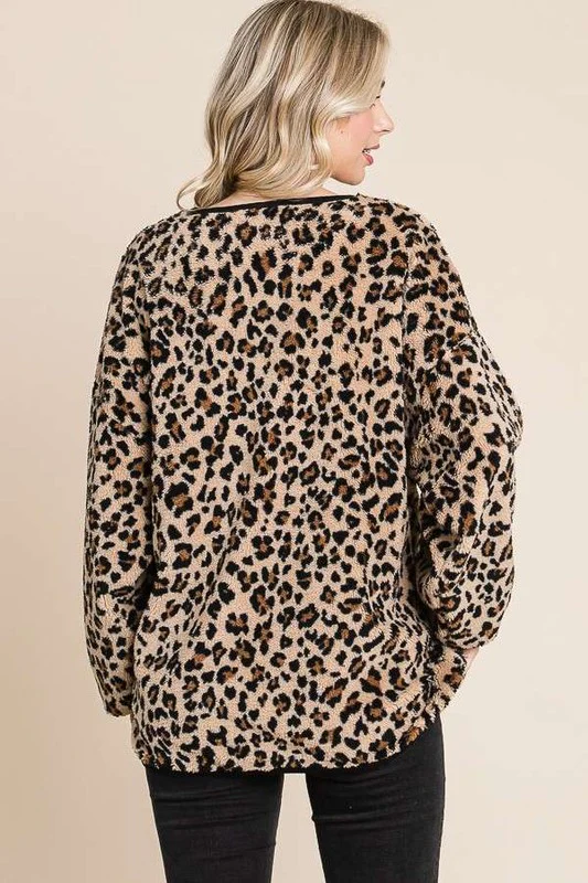 Culture Code Leopard Faux Fur Round Neck Top - Image 2