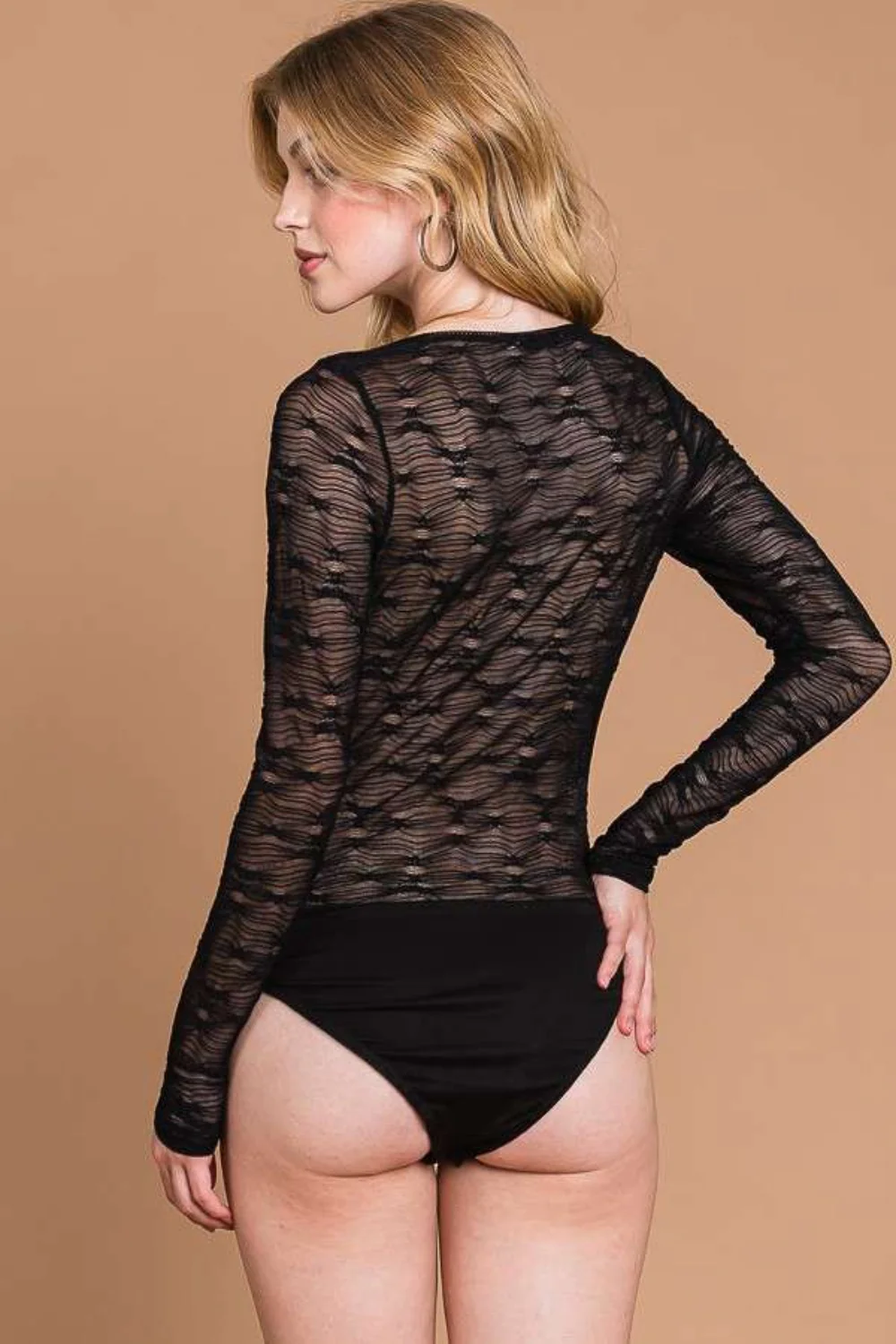 Culture Code Round Neck Mesh Perspective Bodysuit - Image 2