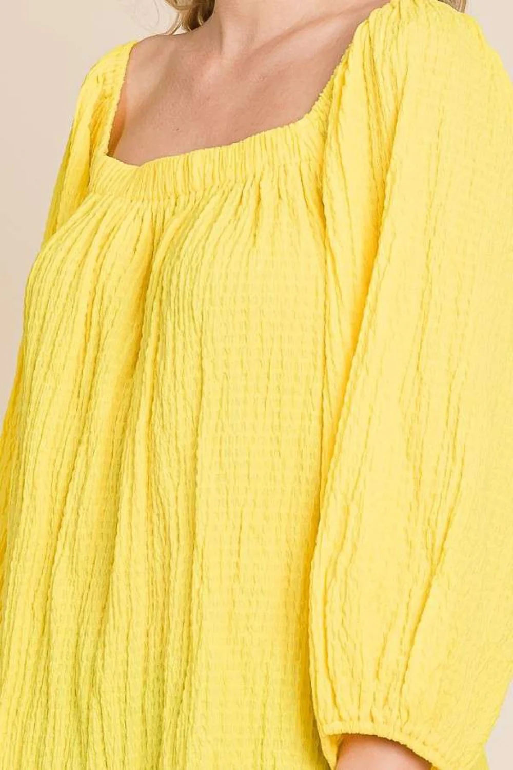 Culture Code Texture Square Neck Puff Sleeve Top - Image 4
