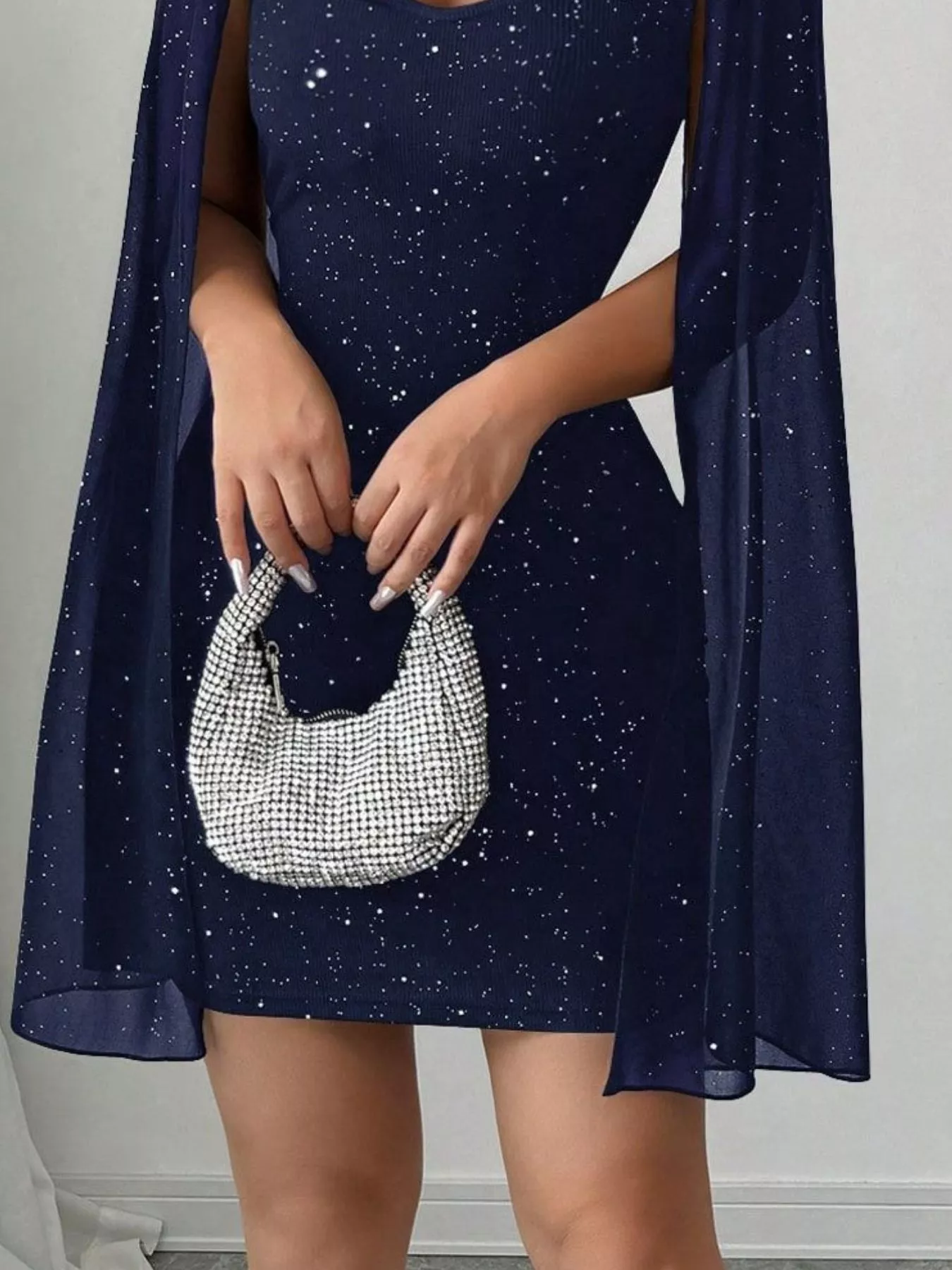 Cutout Bodycon Mini Dress with Cape Sleeves - Image 6