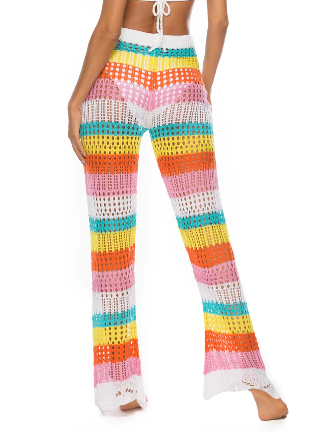 Cutout Contrast High Waist Swim Pants - Image 3