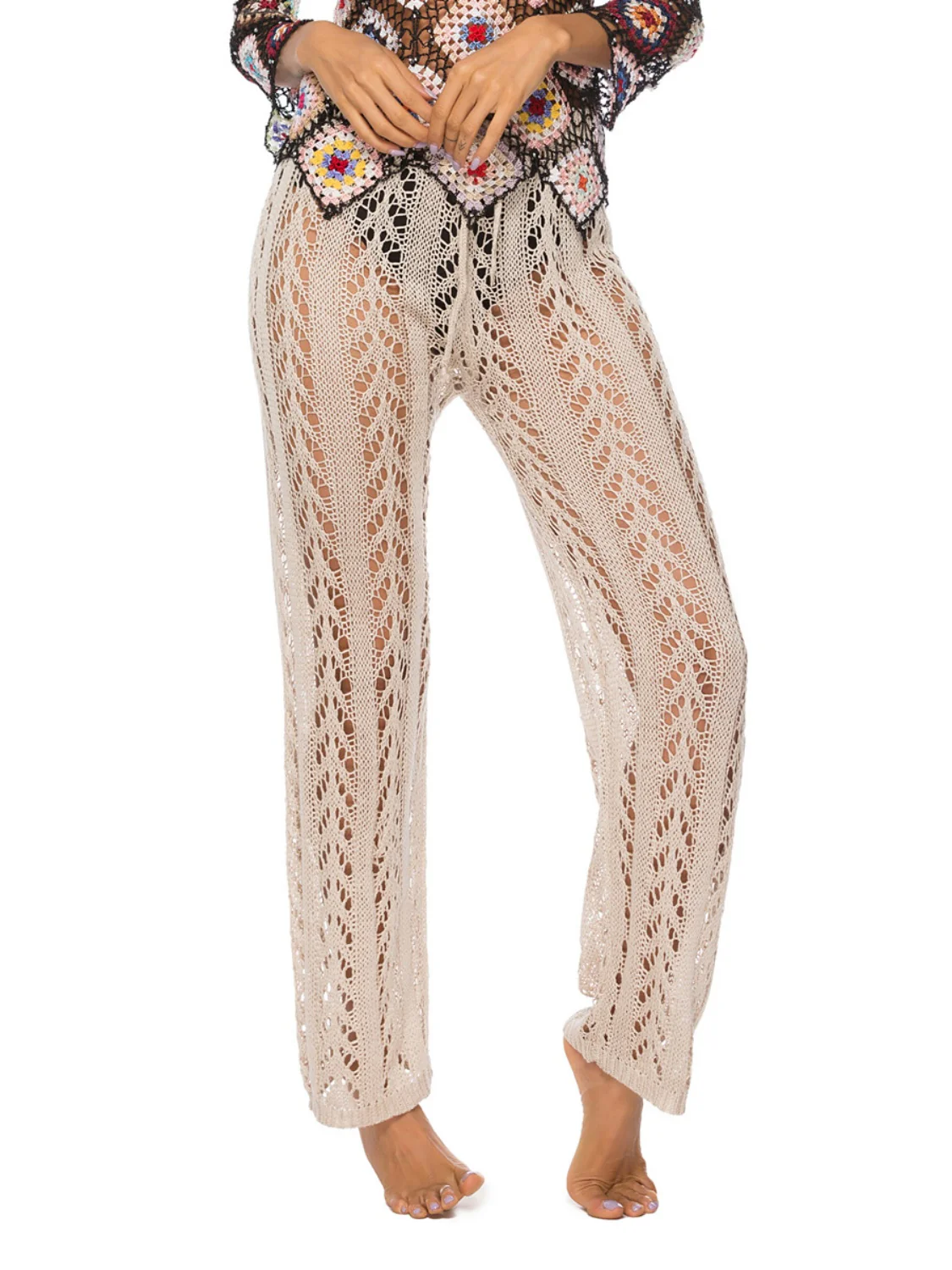 Cutout Drawstring High Waist Swim Pants - Image 14