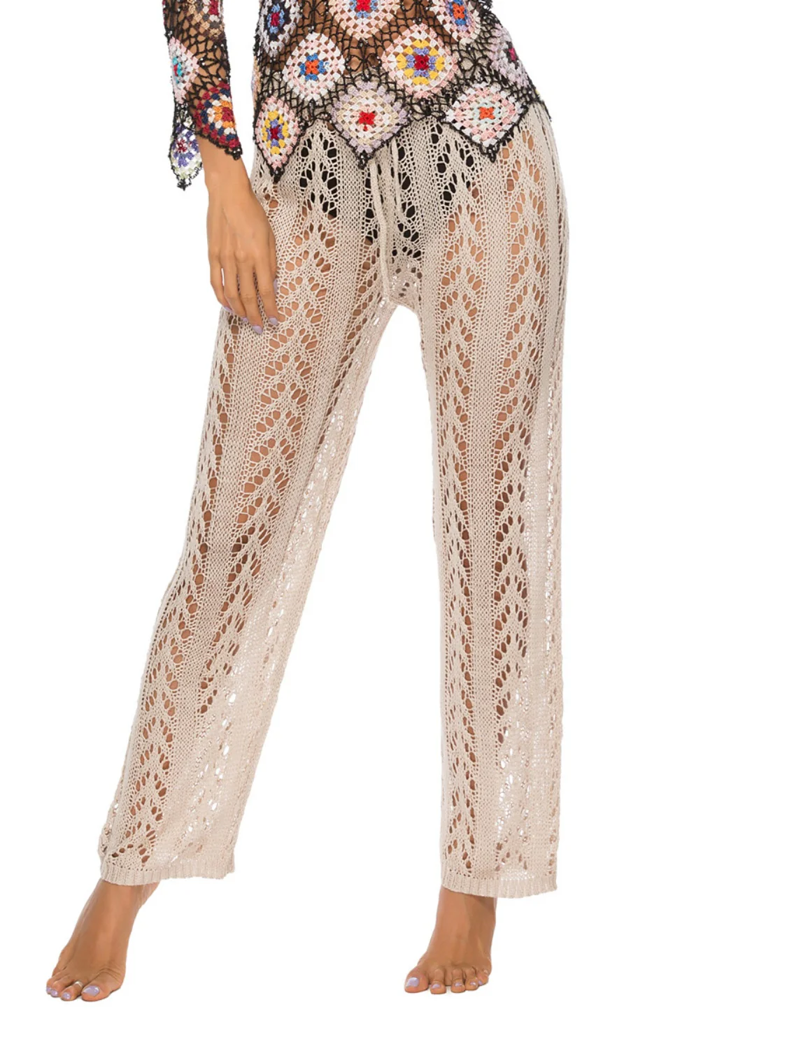 Cutout Drawstring High Waist Swim Pants - Image 16