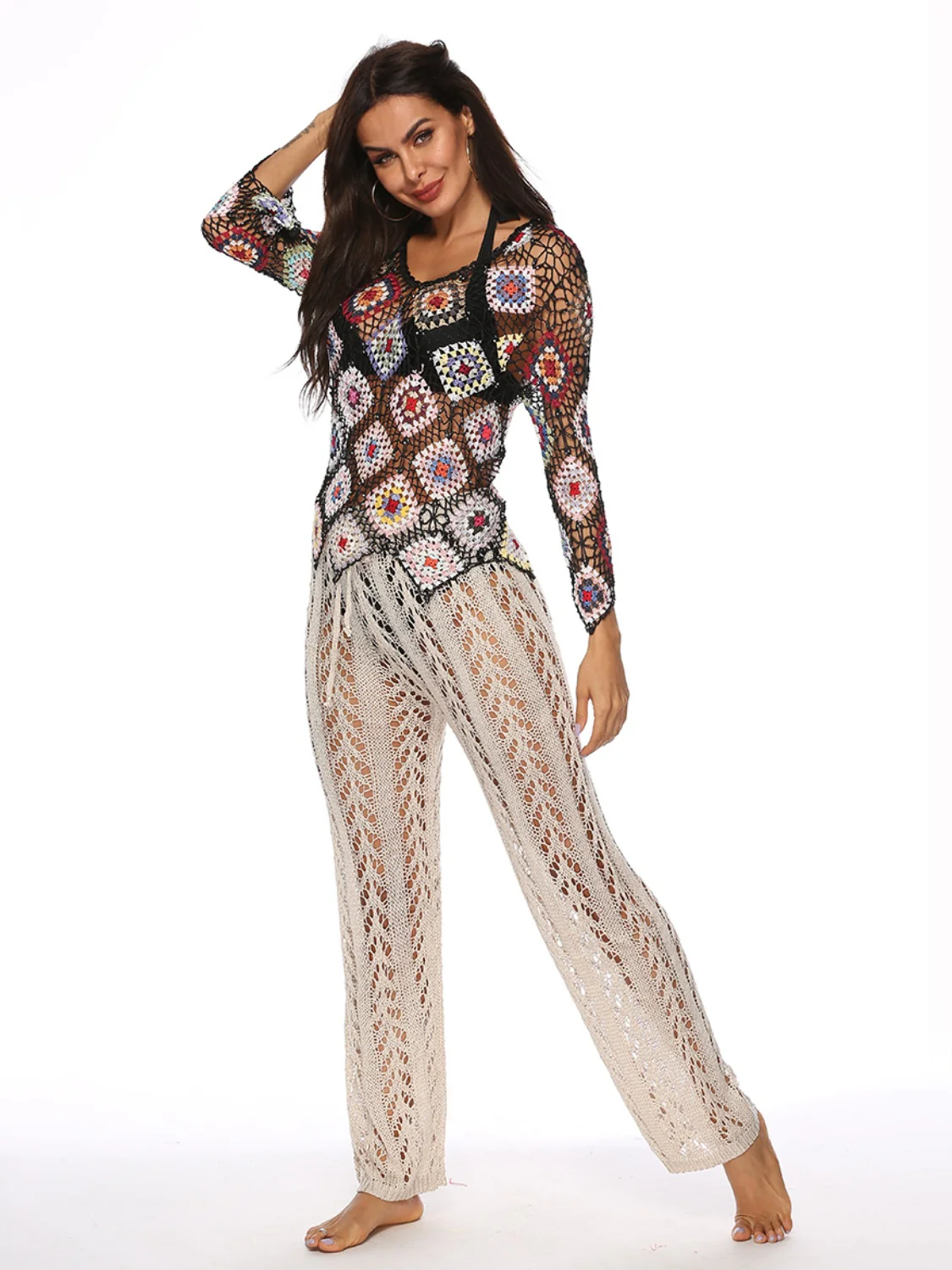 Cutout Drawstring High Waist Swim Pants - Image 20