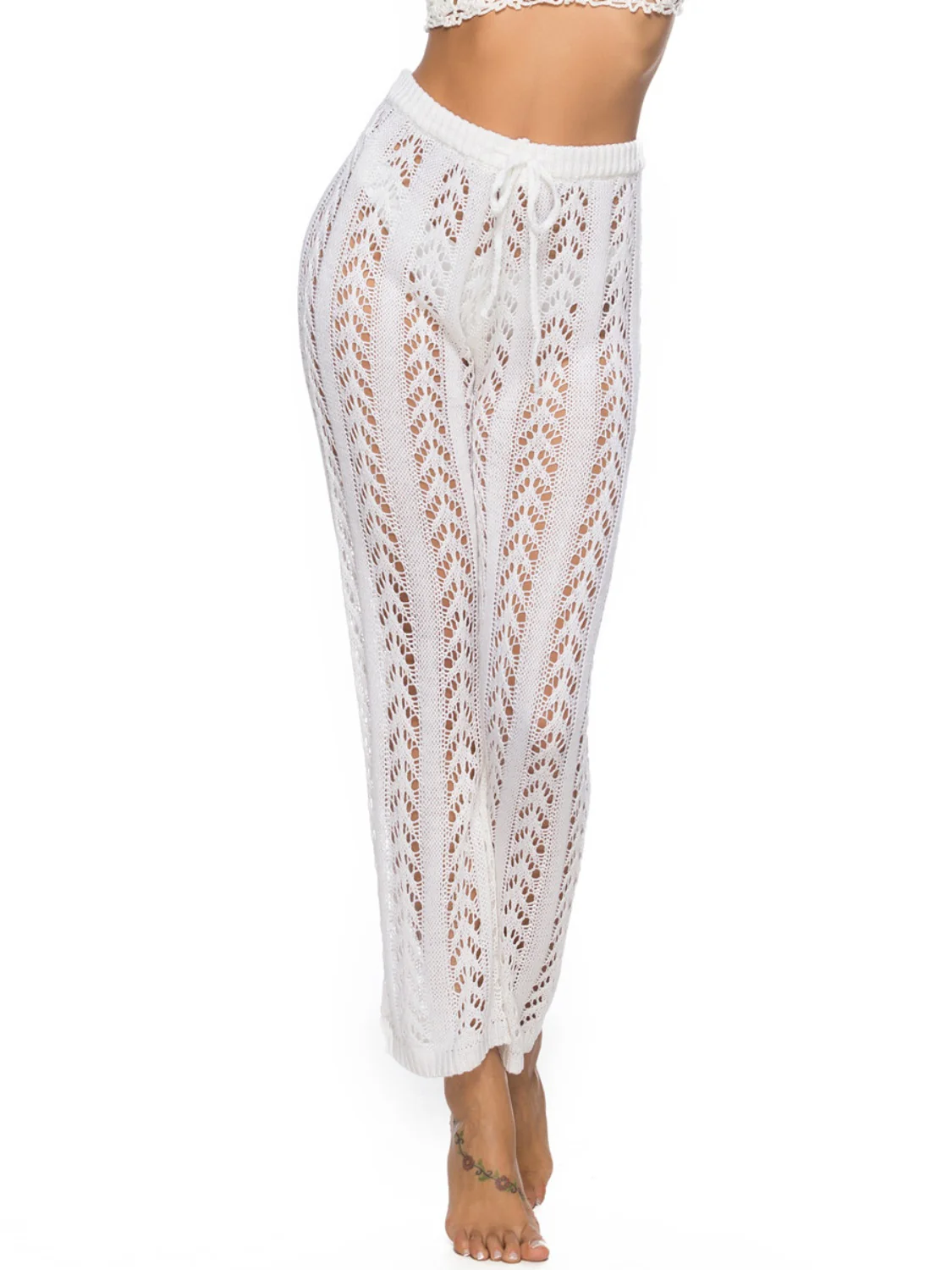 Cutout Drawstring High Waist Swim Pants - Image 4