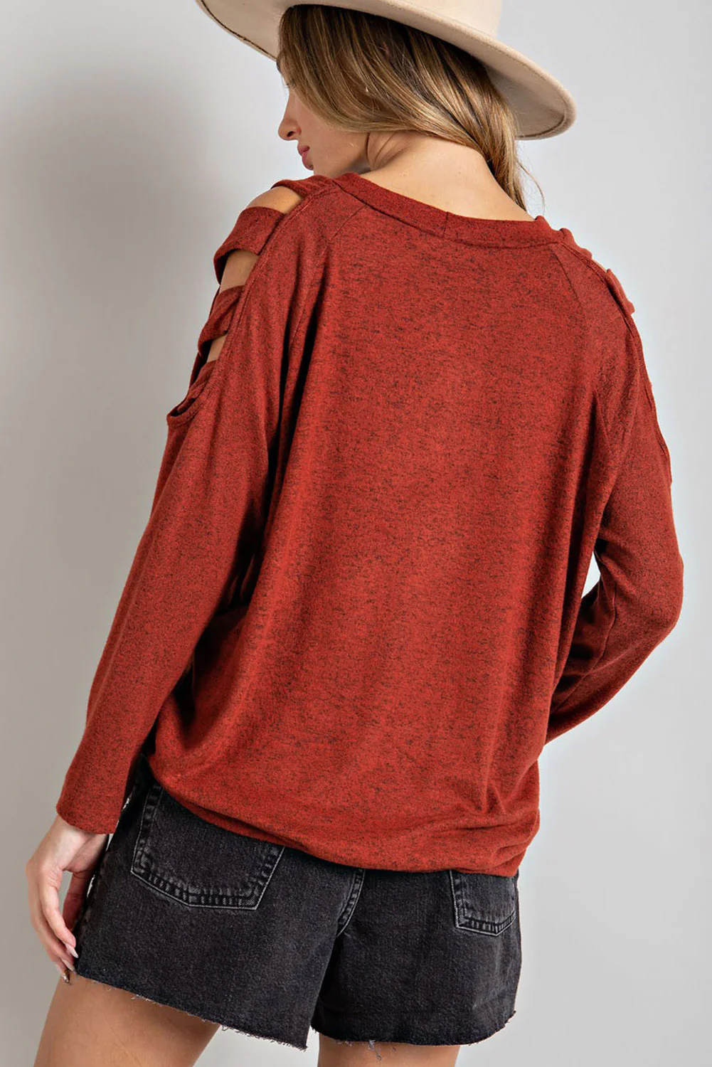 Cutout Round Neck Long Sleeve Top - Image 4
