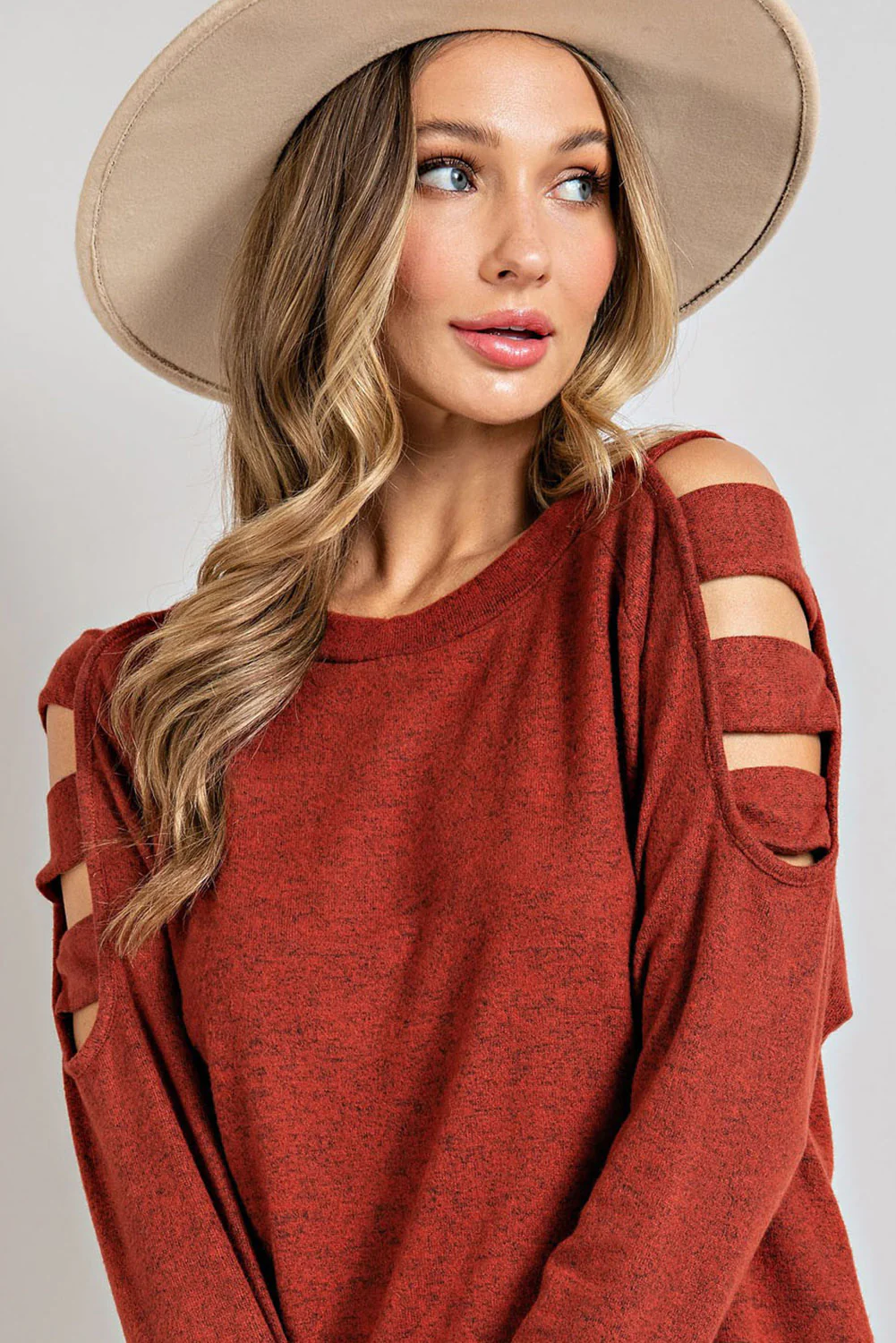 Cutout Round Neck Long Sleeve Top - Image 6
