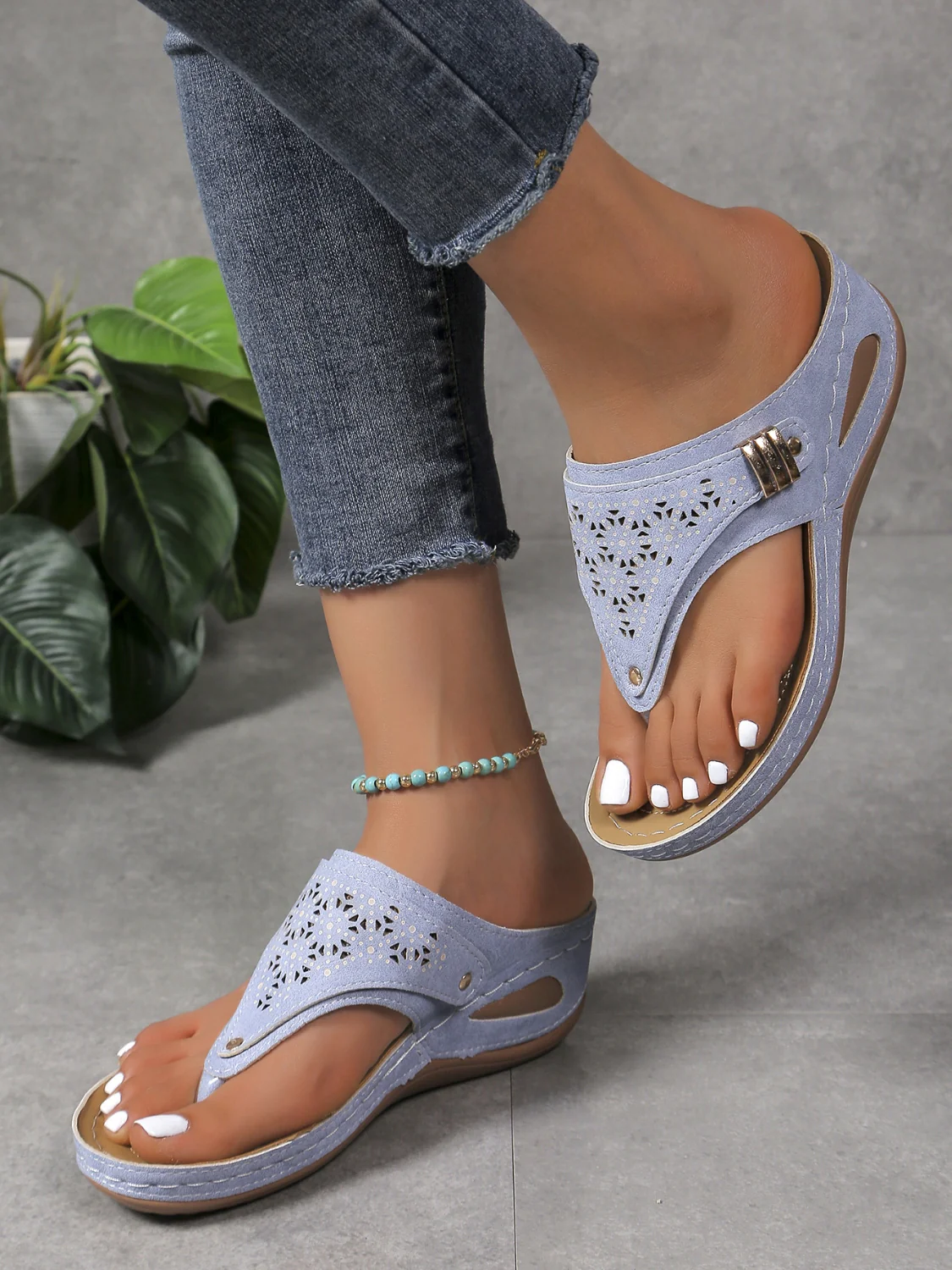 Cutout Toe Post PVC Sandals - Image 10