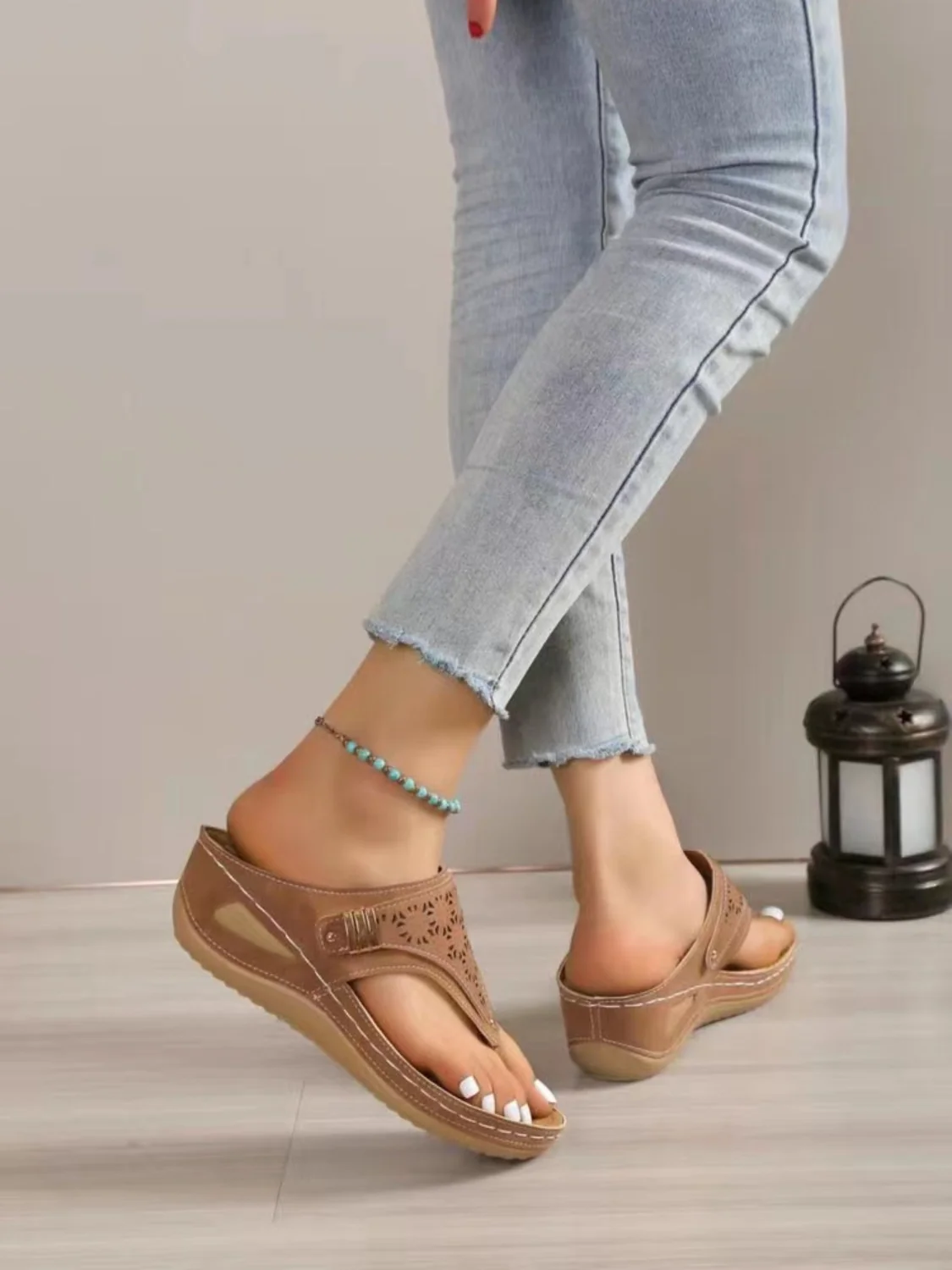 Cutout Toe Post PVC Sandals - Image 3