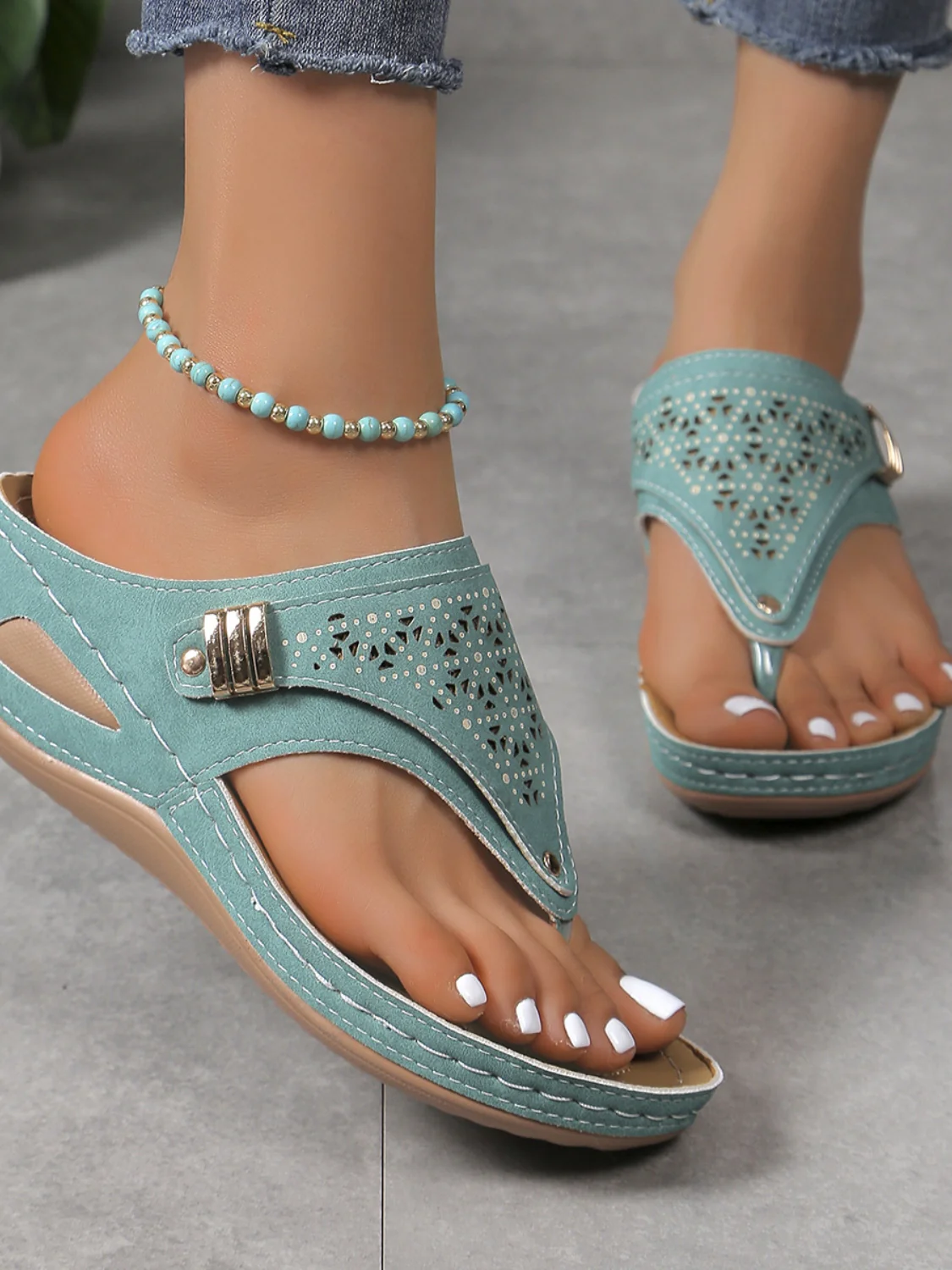 Cutout Toe Post PVC Sandals - Image 8