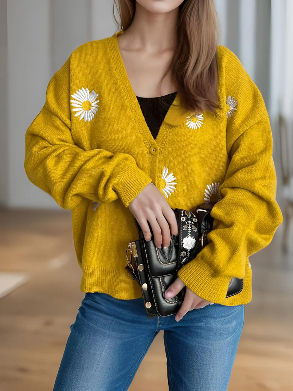 Daisy Button Up V-Neck Cardigan - Image 13
