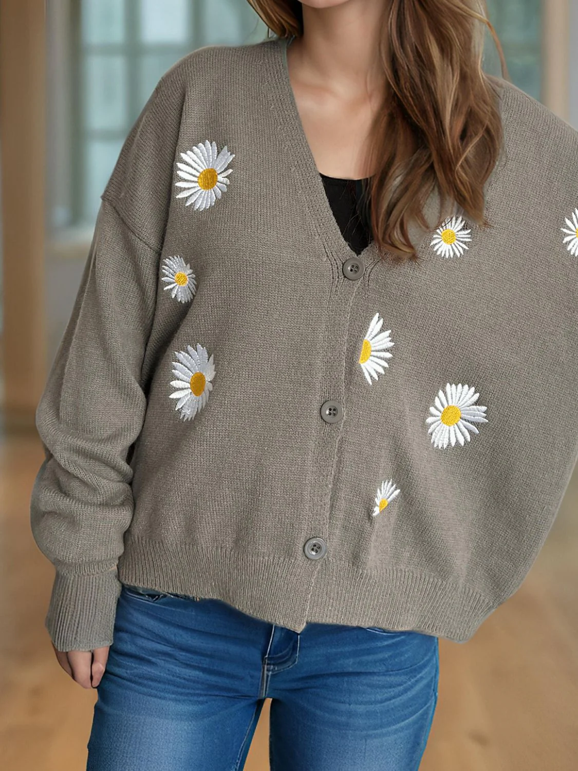 Daisy Button Up V-Neck Cardigan - Image 18